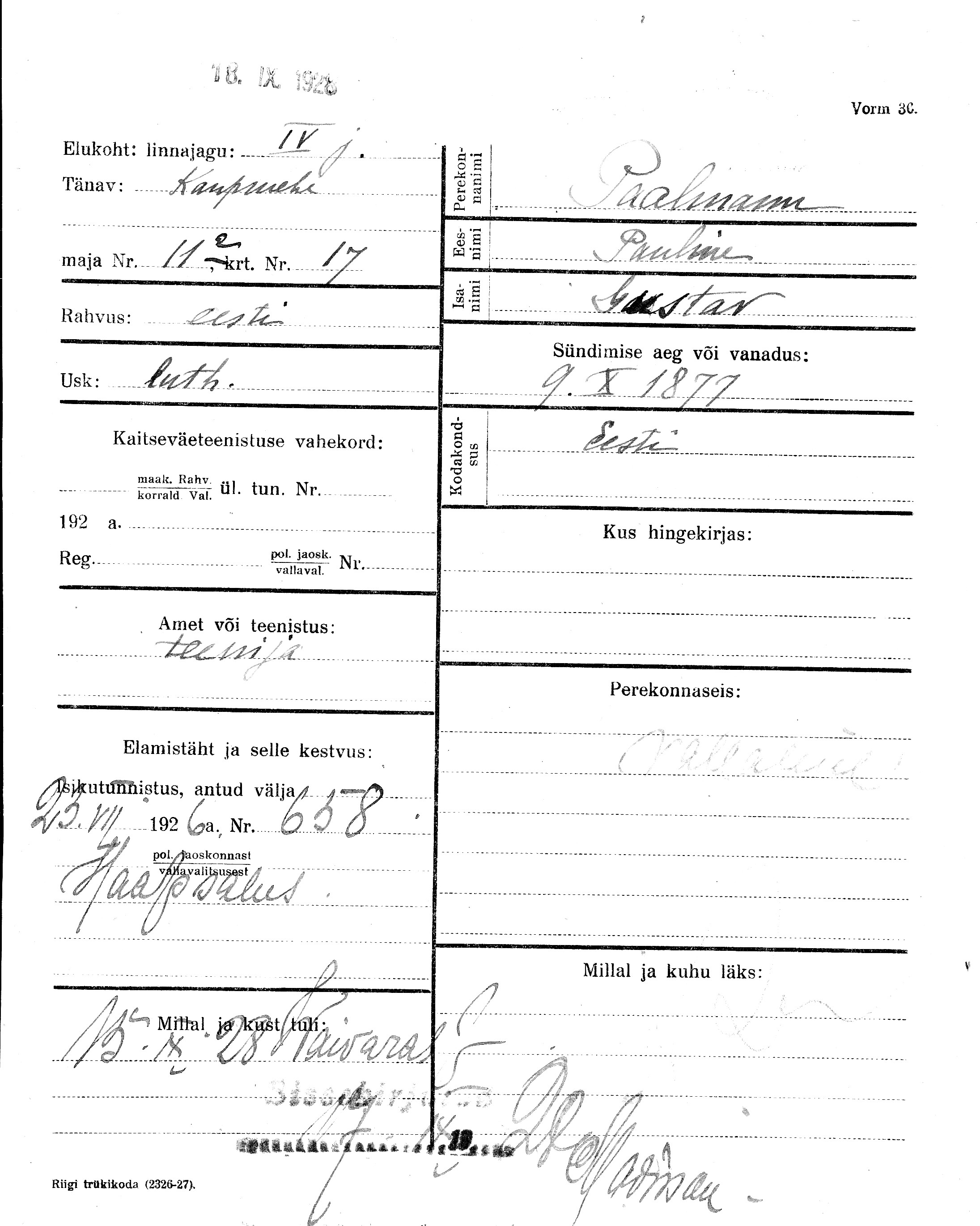 Paalmann, Pauline, Gustav