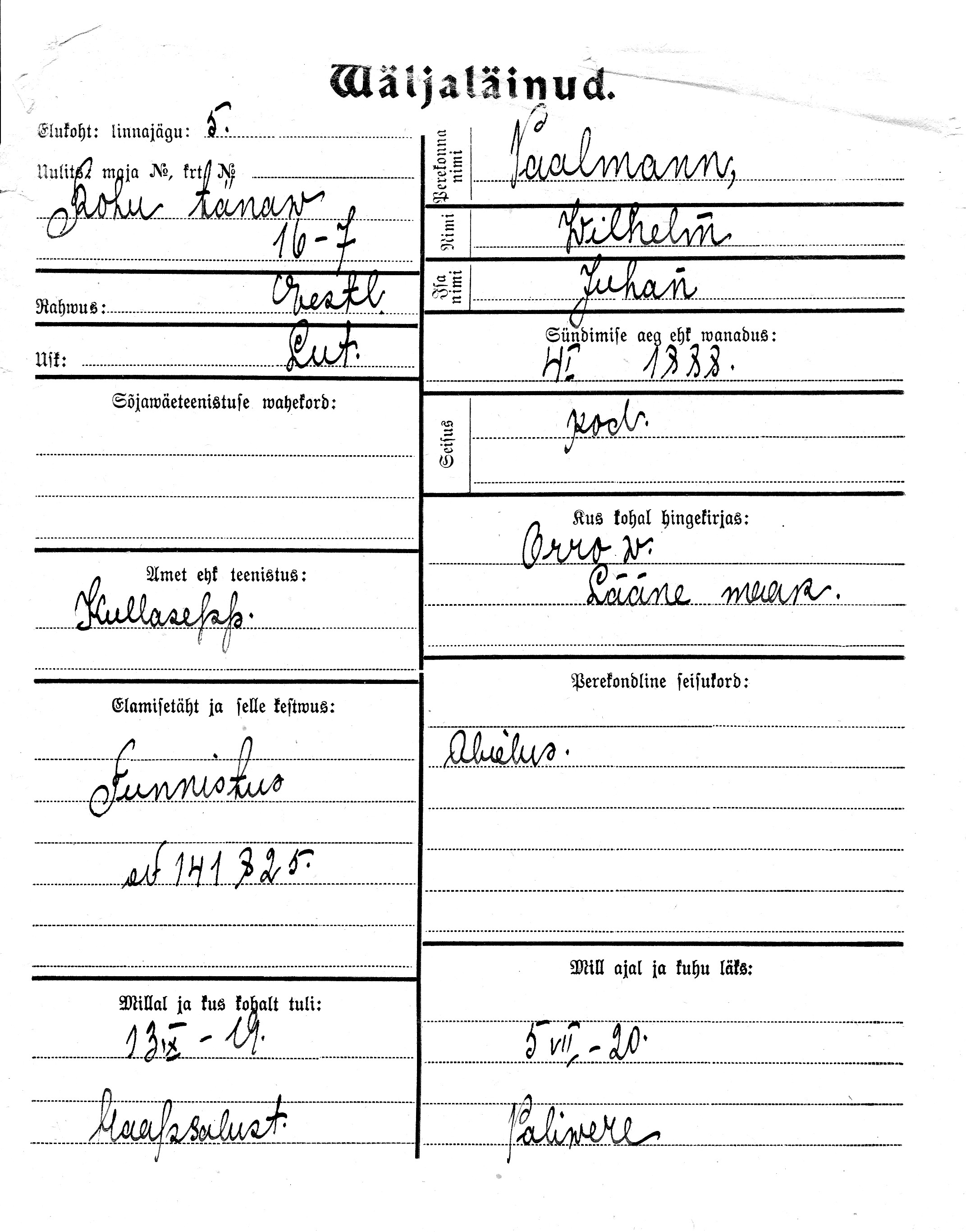 Paalmann, Wilhelm, Juhan