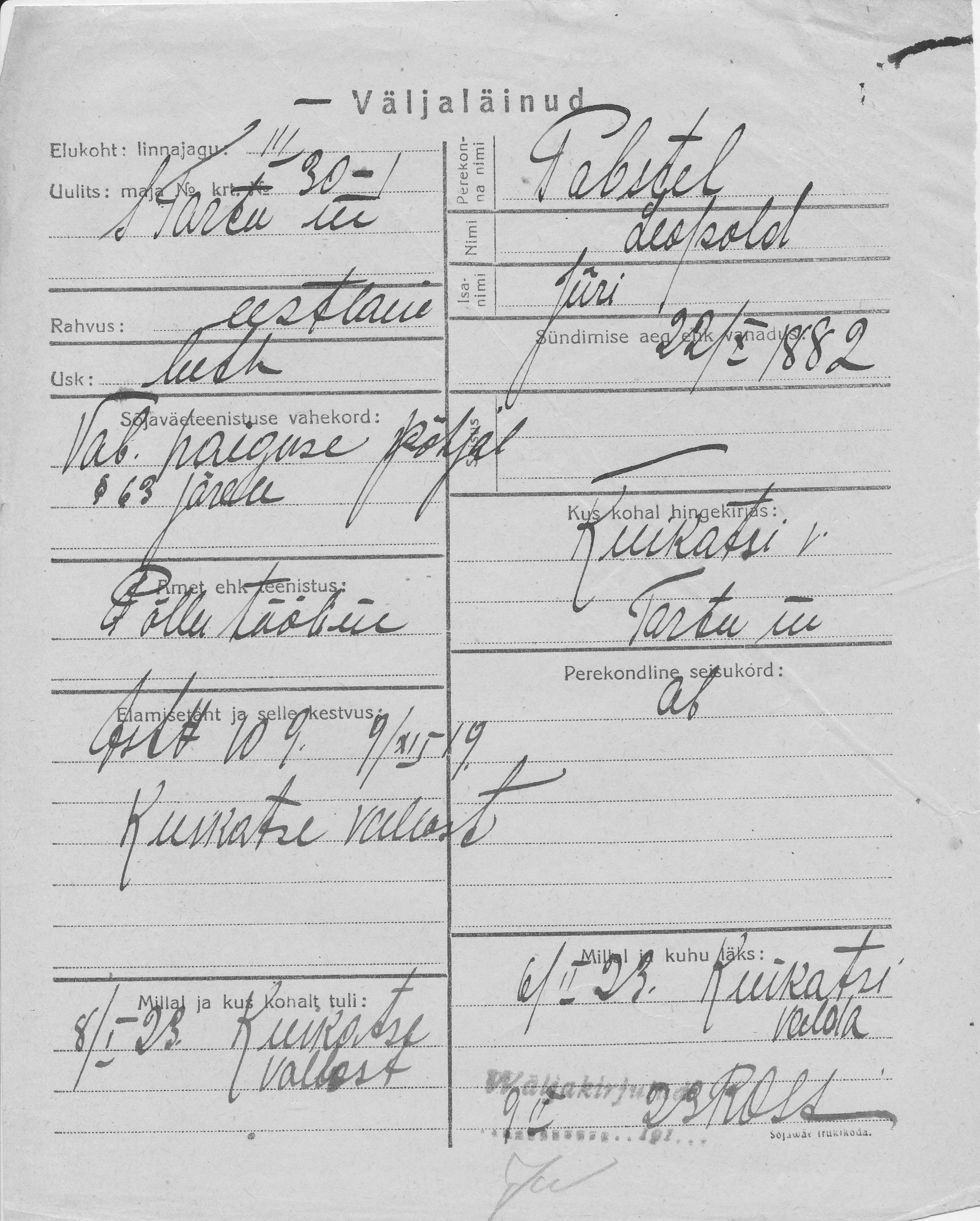 Pabstel, Leopold, Jüri