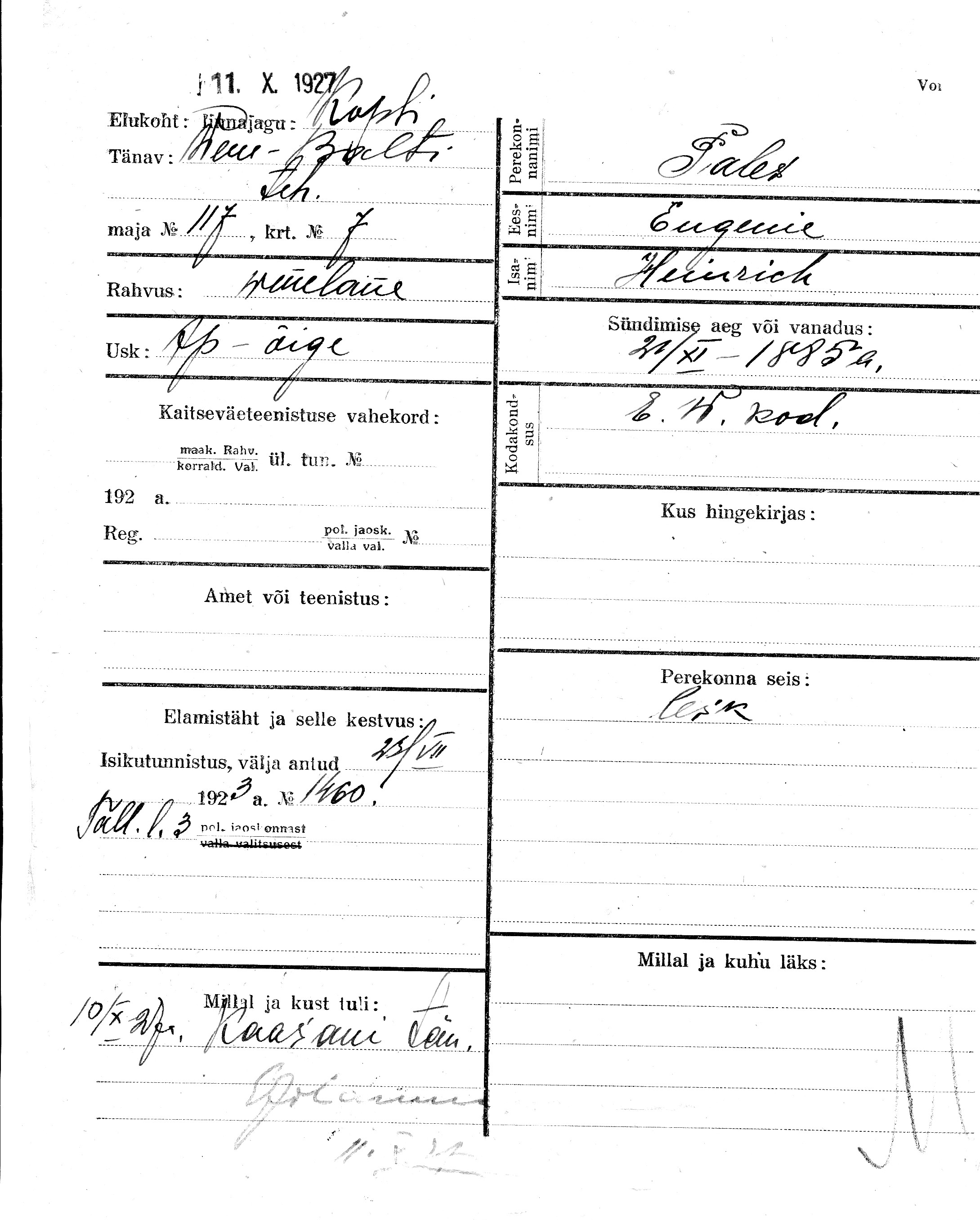 Pales, Eugenie, Heinrich