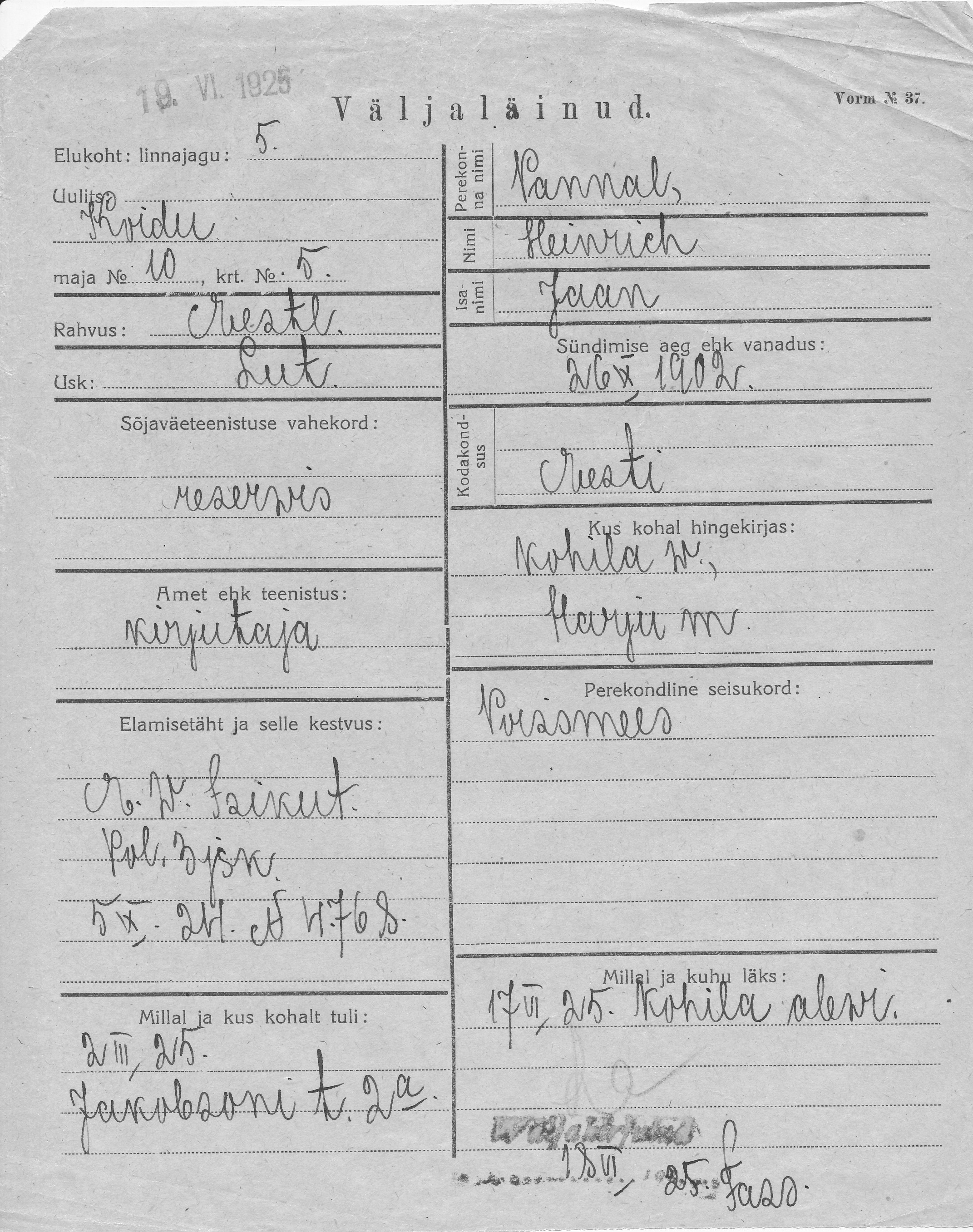 Pannal, Heinrich, Jaan