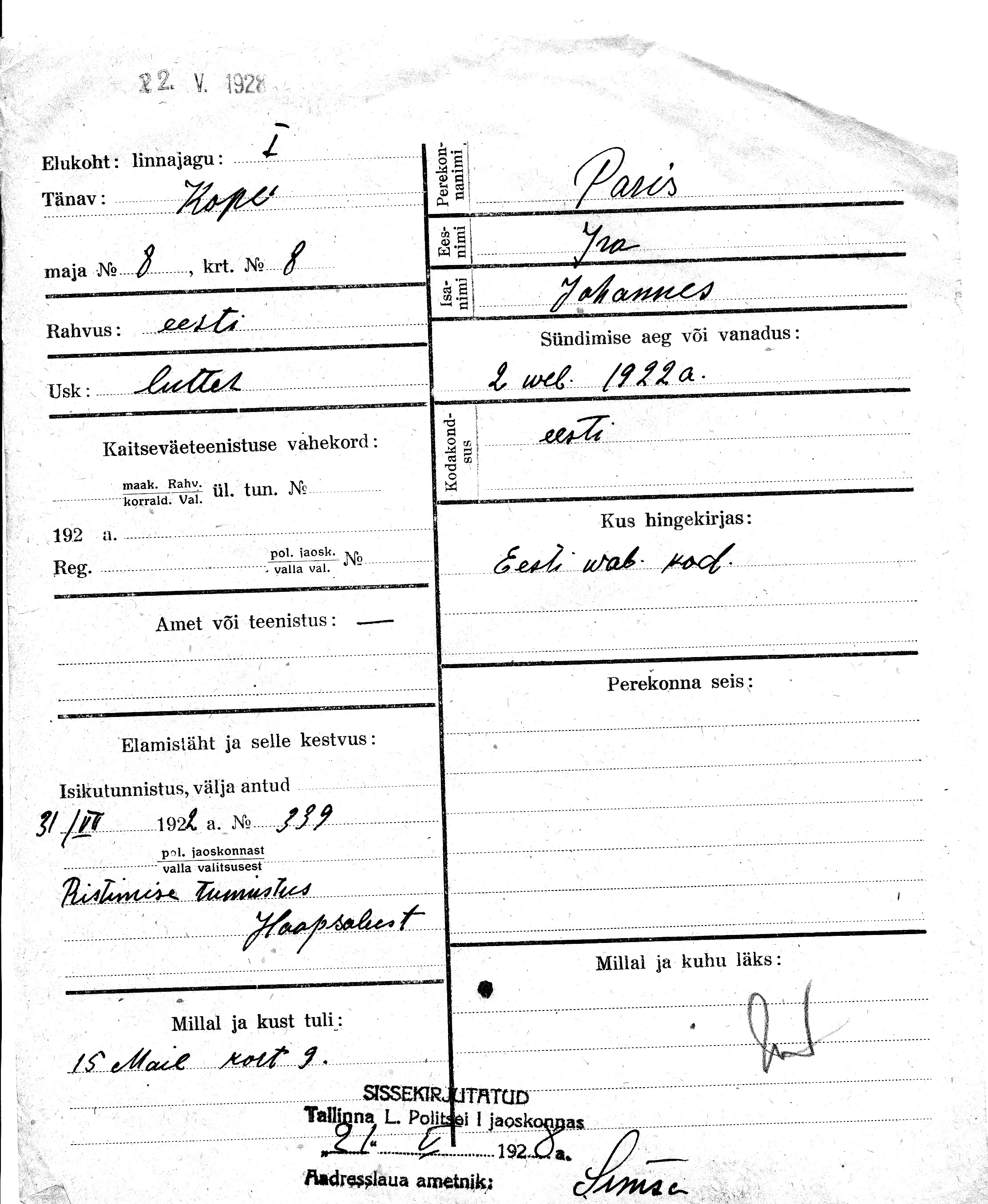 Paris, Ira, Johannes