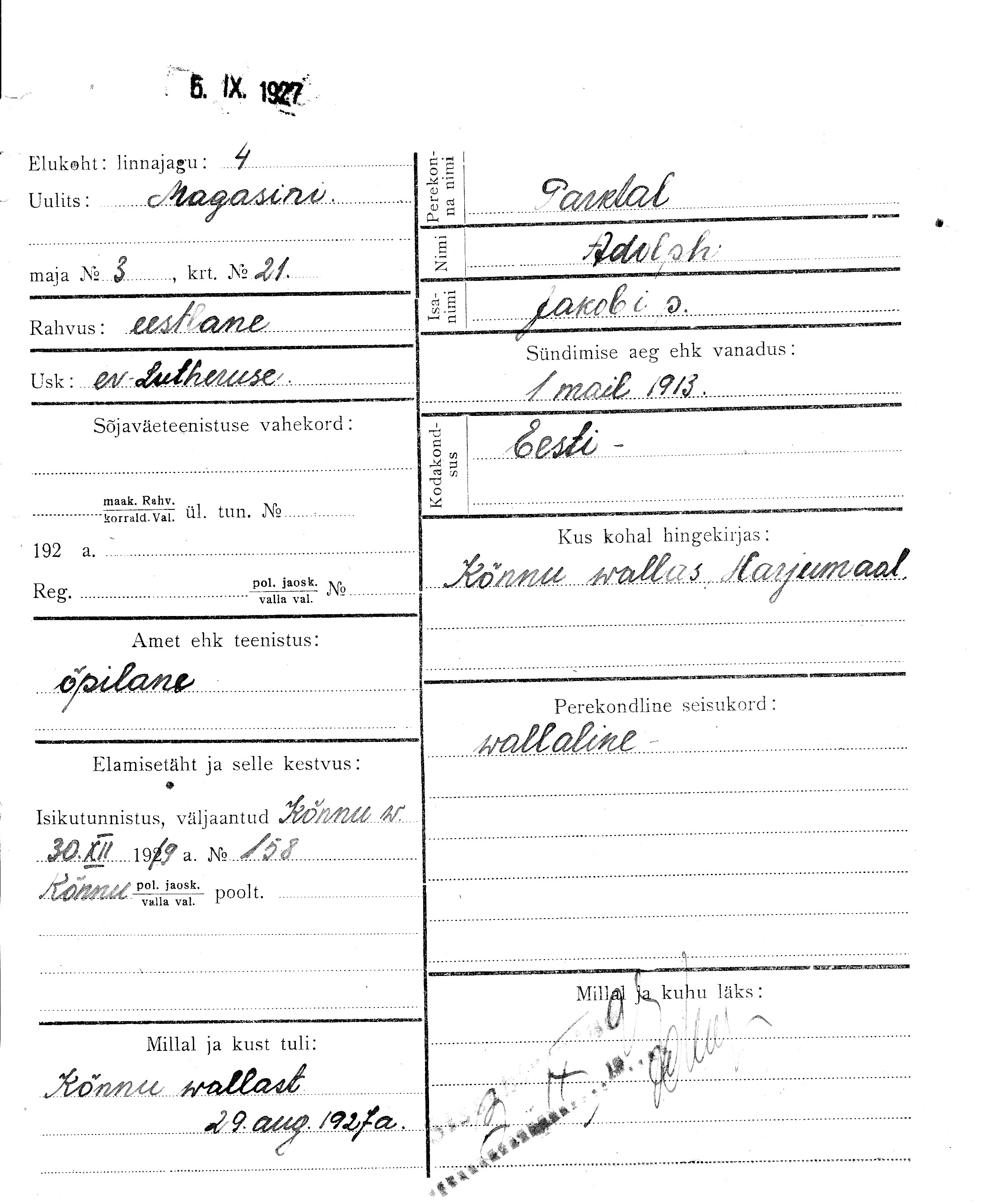 Parktal, Adolph, Jakob