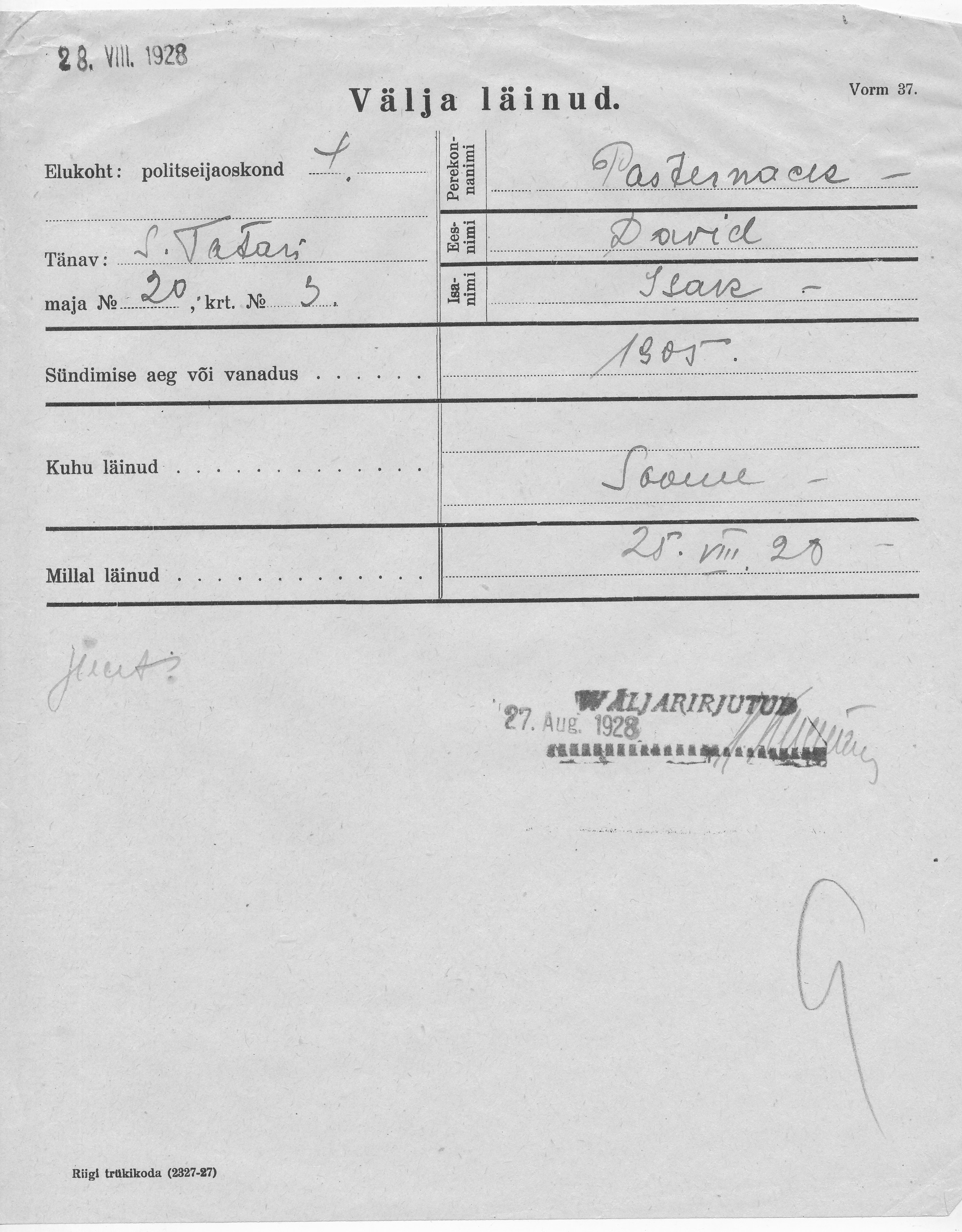 Pasternack, David, Isak