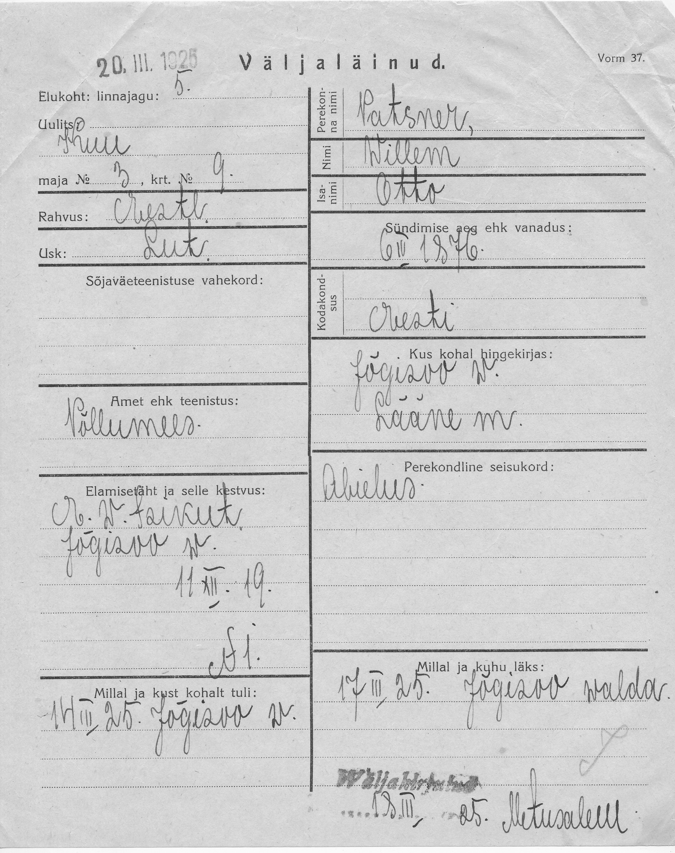 Patsner, Willem, Otto