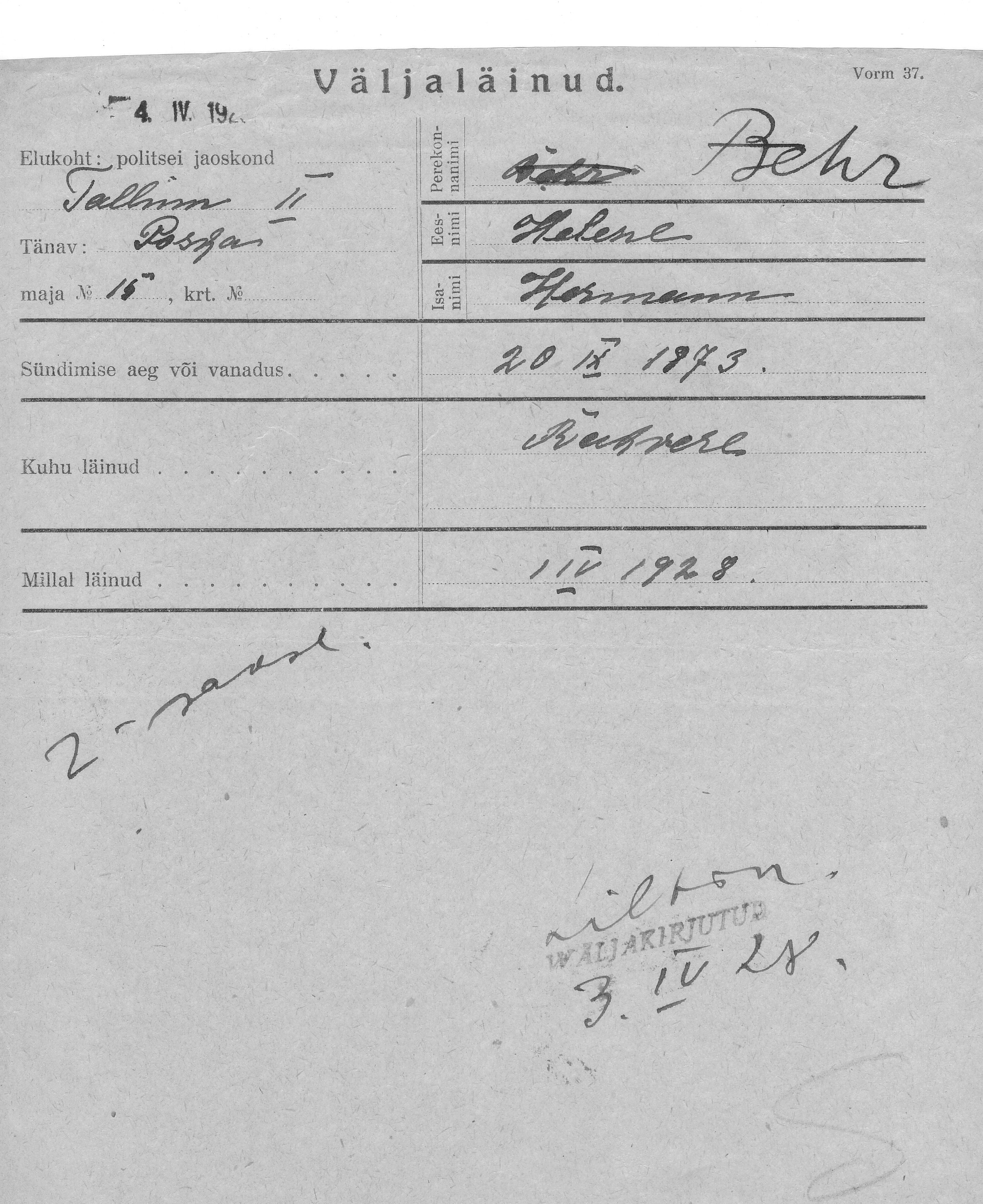 Behr, Helene, Hermann