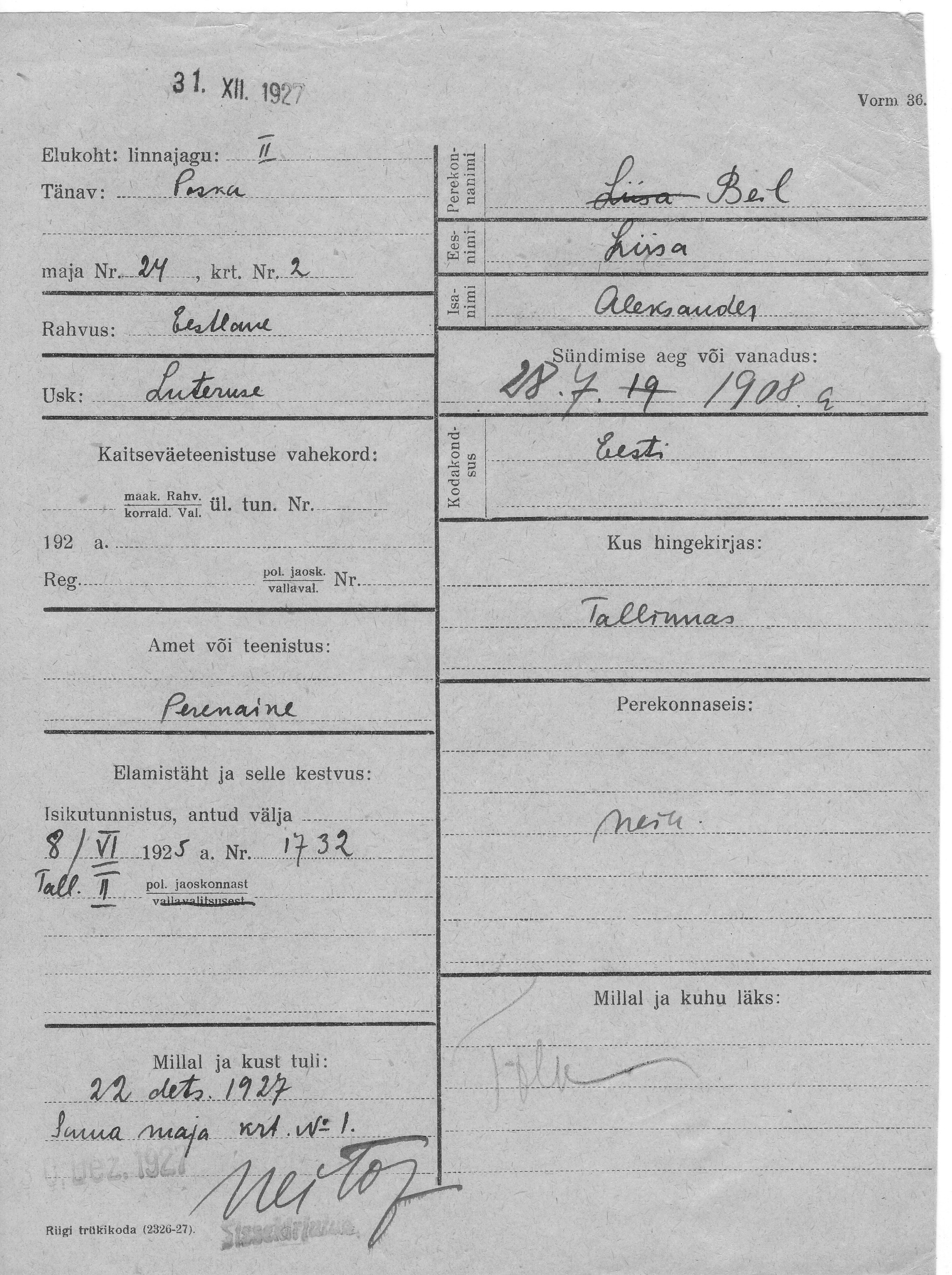 Beil, Liisa, Aleksander