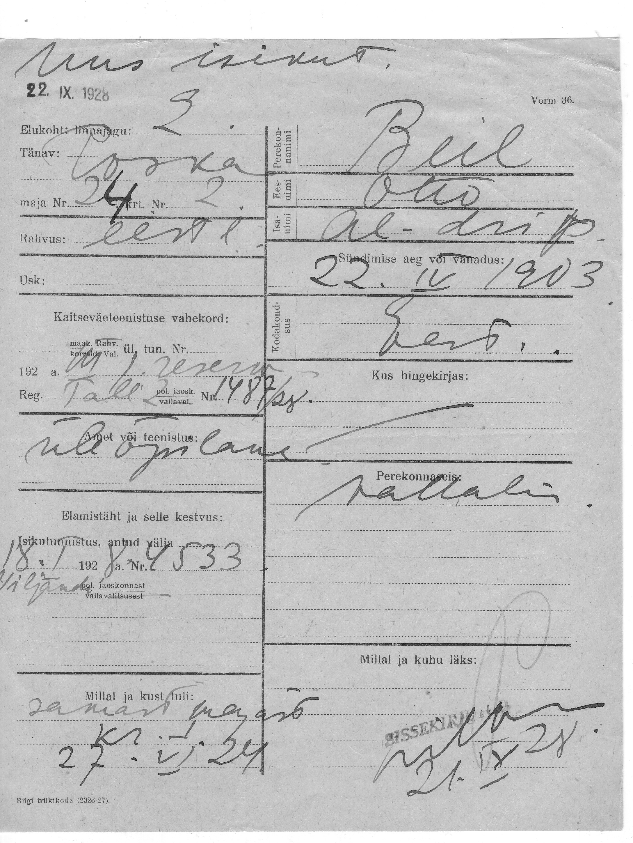 Beil, Otto, Aleksander