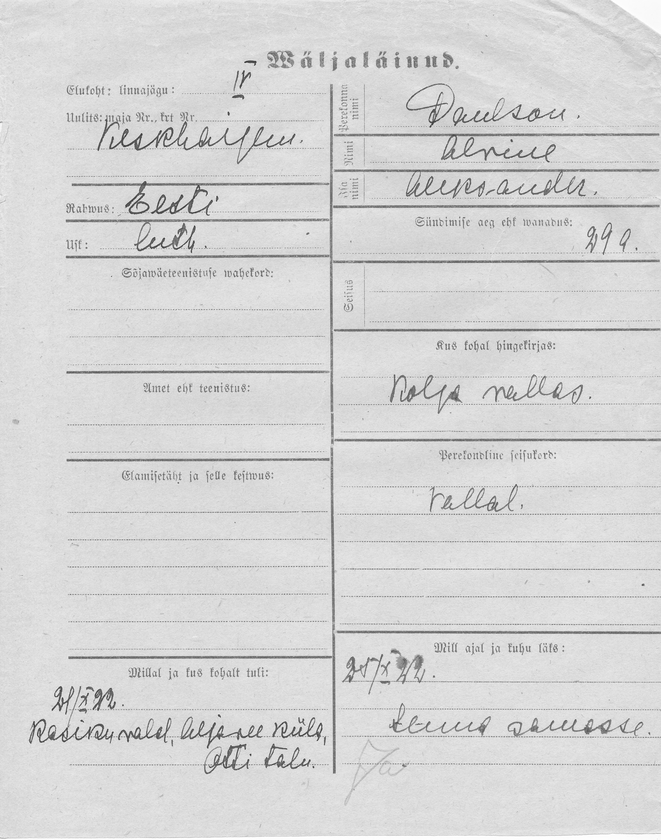 Paulson, Alvine, Aleksander