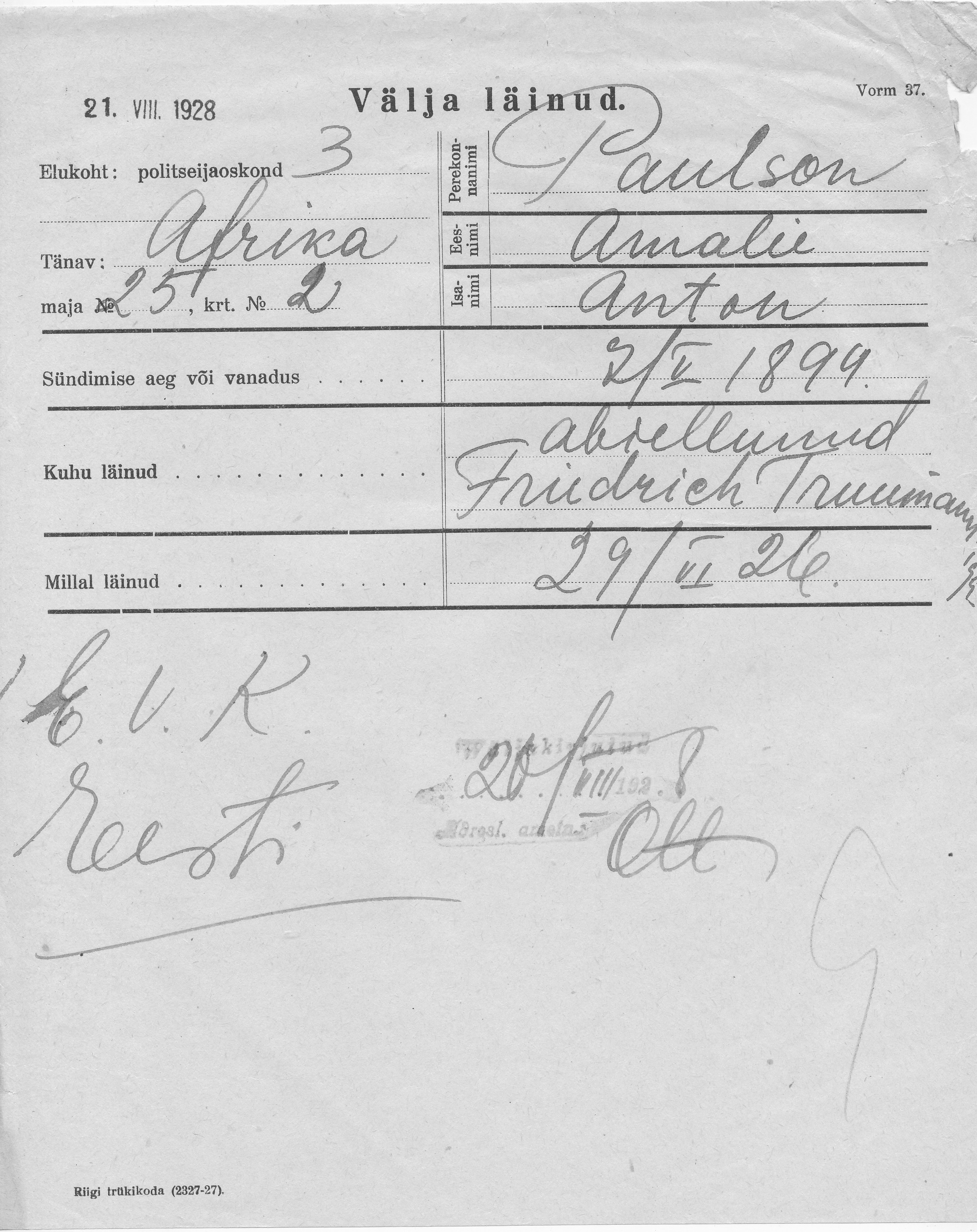 Paulson, Amalie, Anton