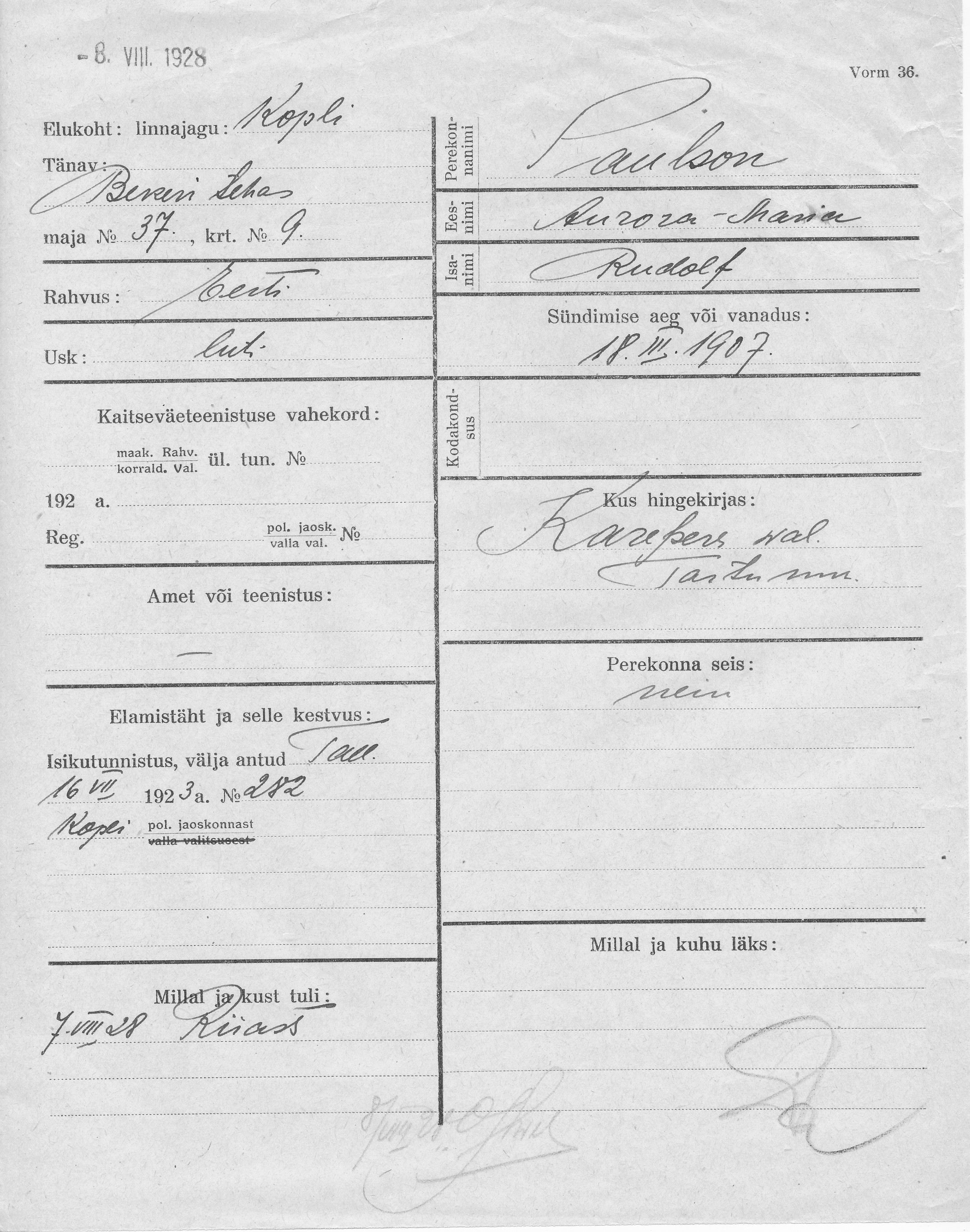 Paulson, Aurora-Maria, Rudolf