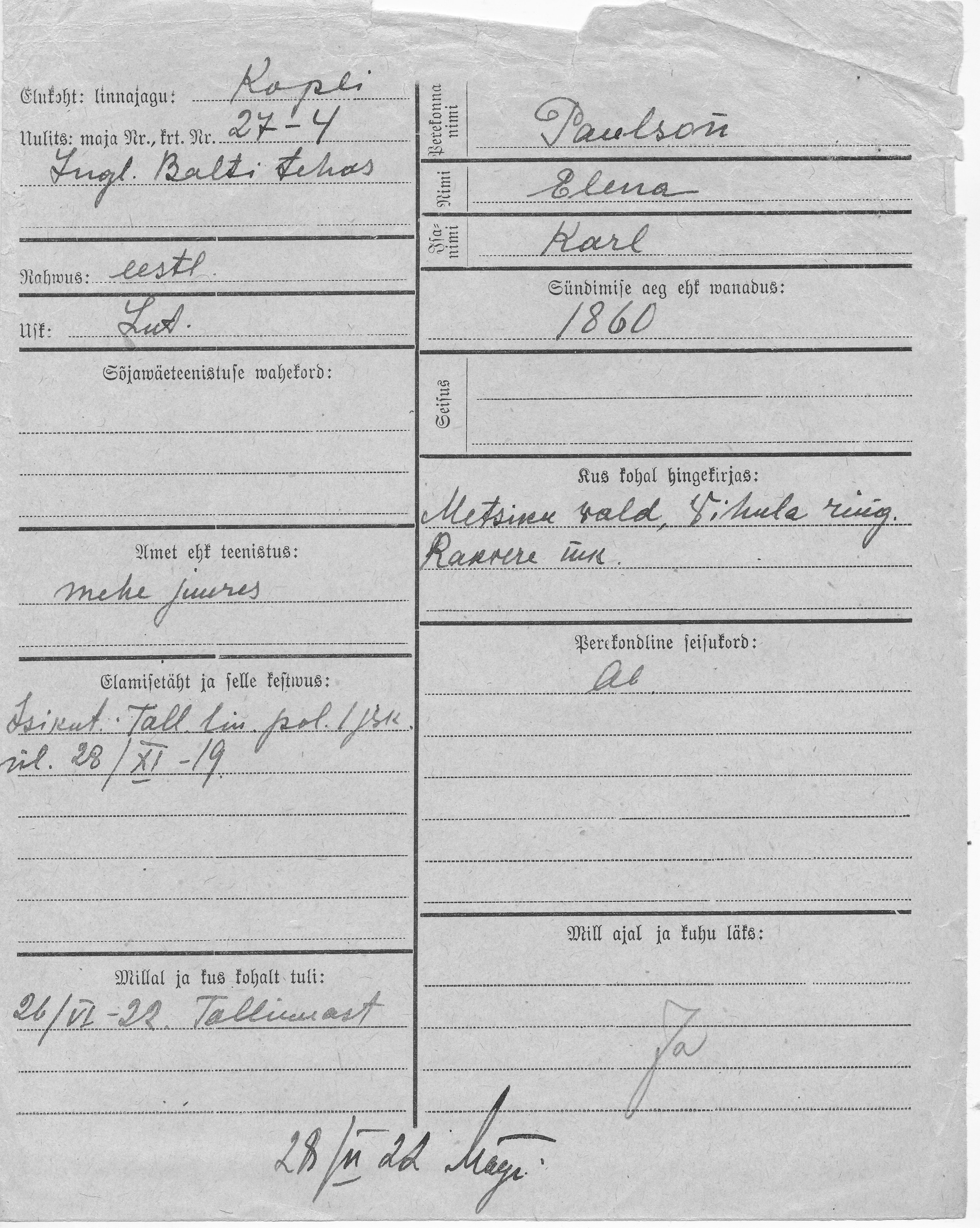 Paulson, Elena, Karl