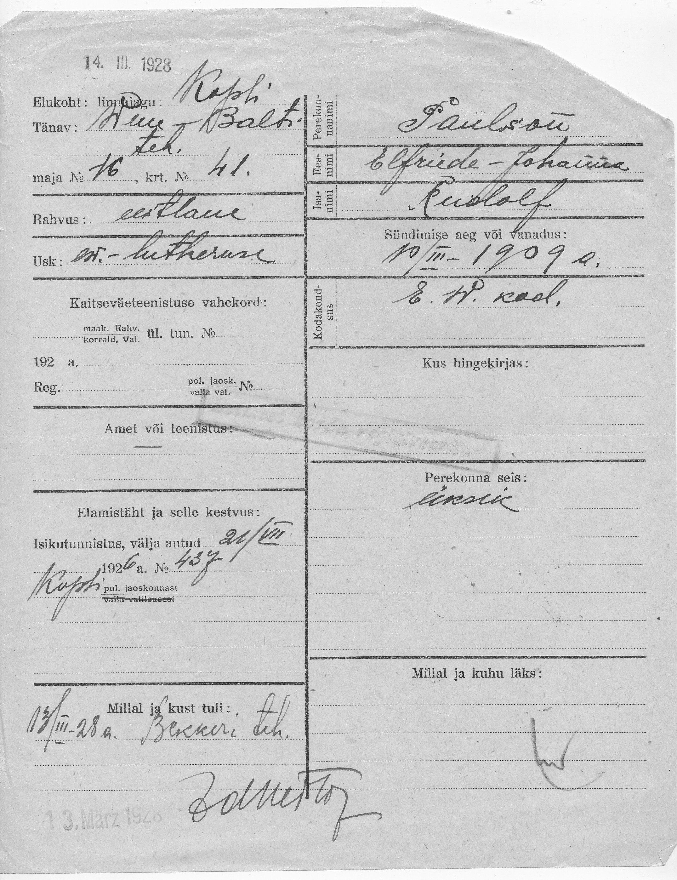 Paulson, Elfriede-Johanna, Rudolf