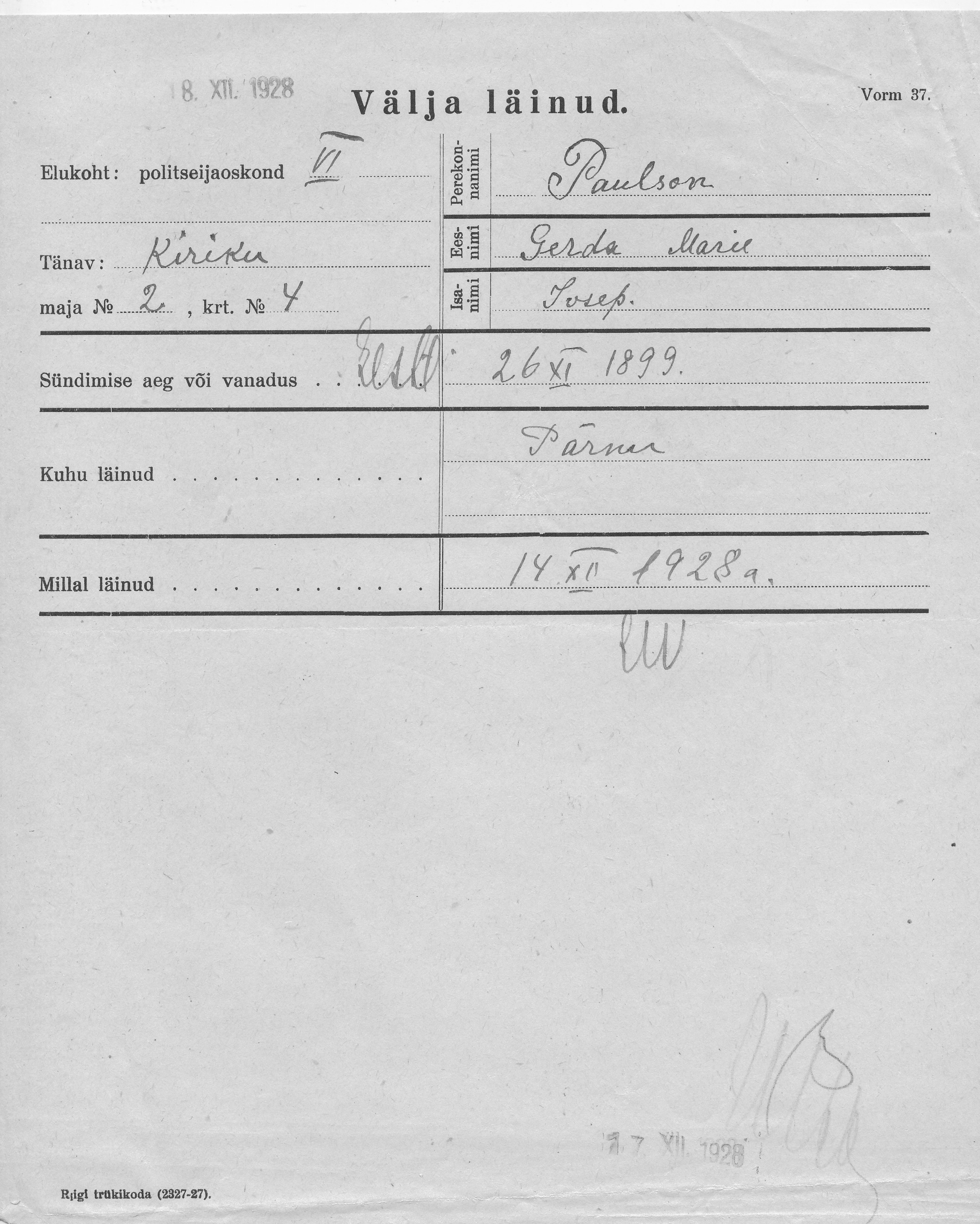 Paulson, Gerda Marie, Josep