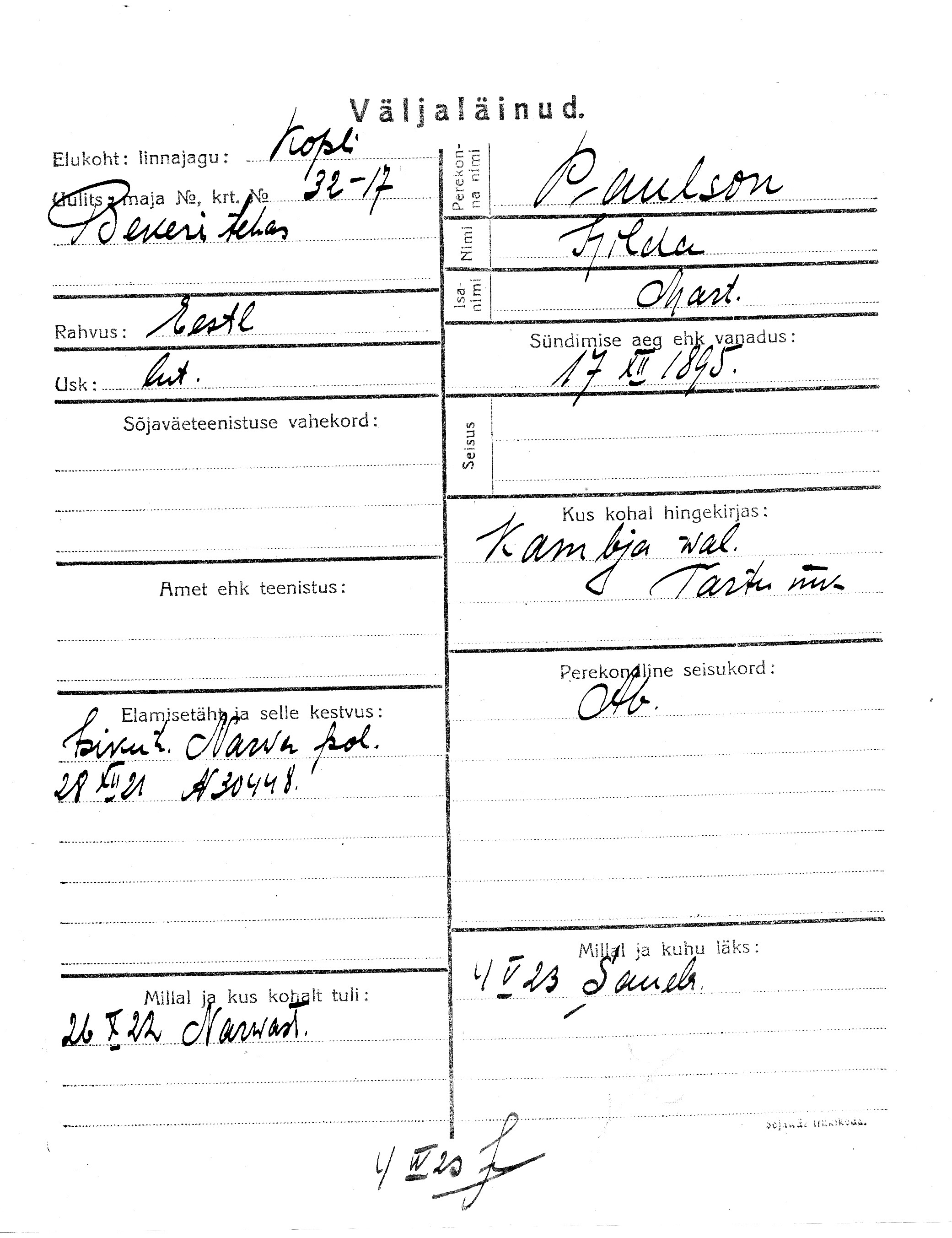 Paulson, Hilda, Mart