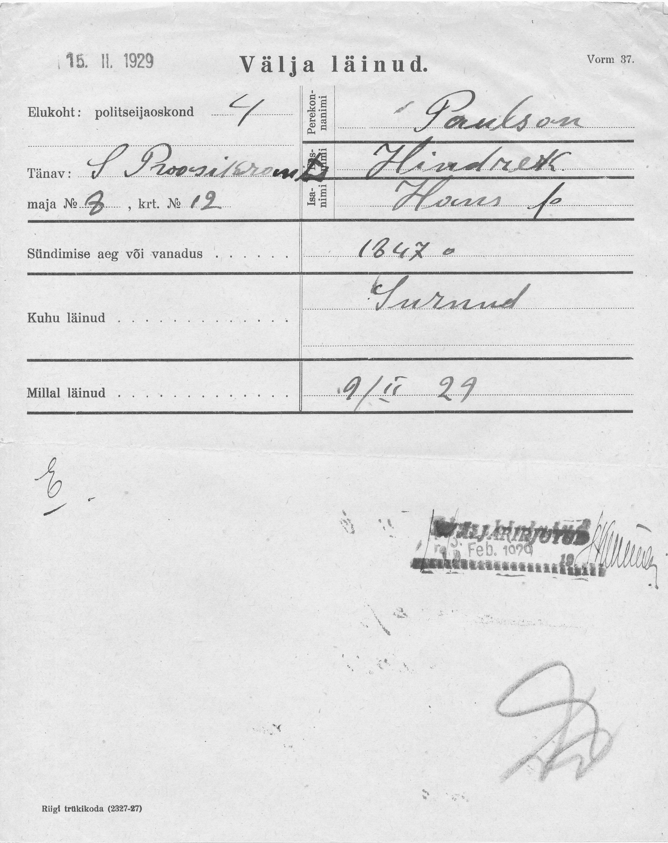 Paulson, Hindrek, Hans