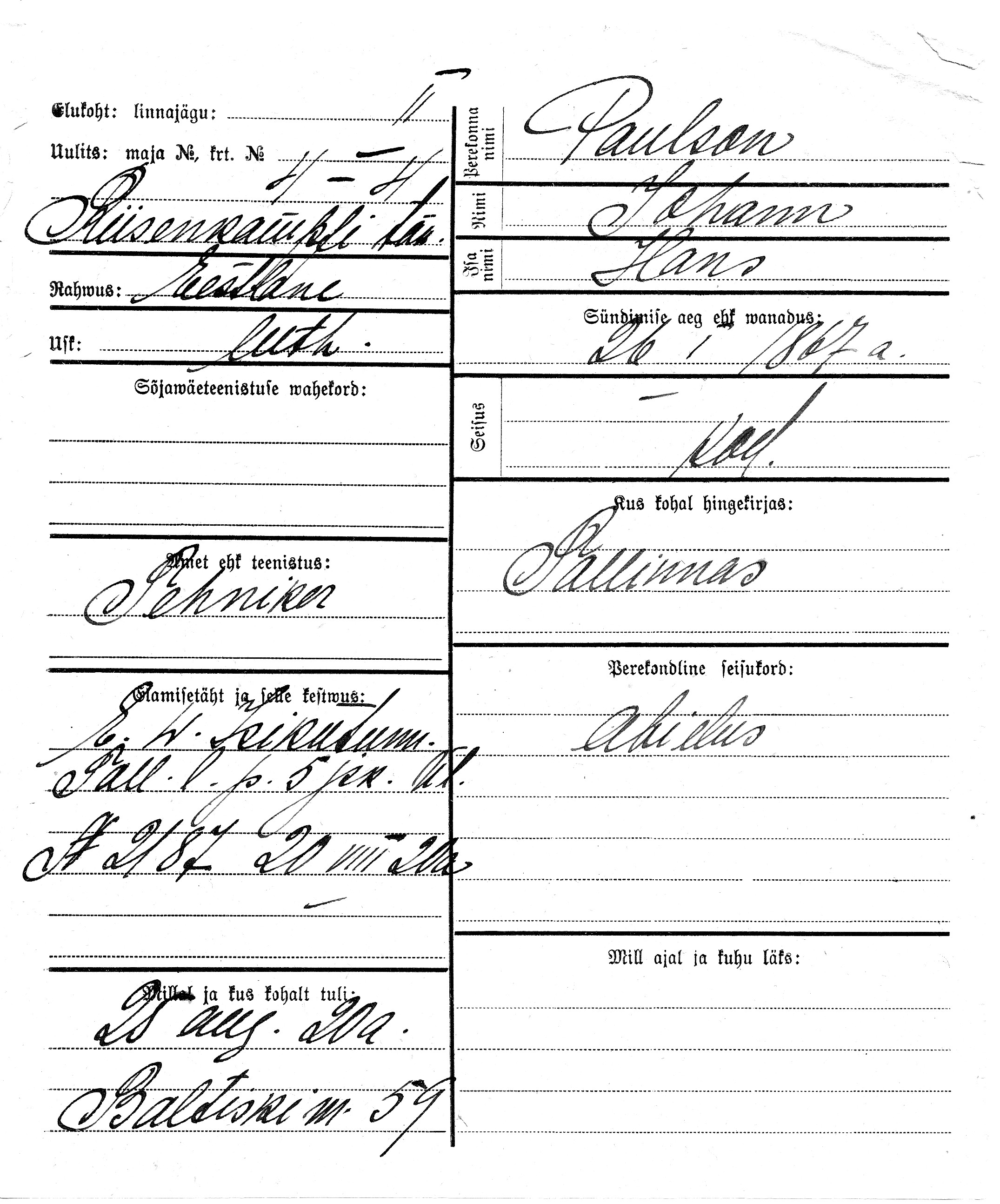 Paulson, Johann, Hans