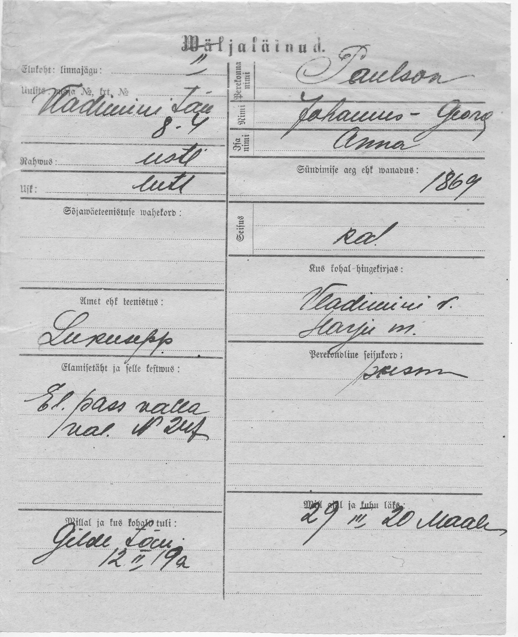 Paulson, Johannes-Georg, Anna