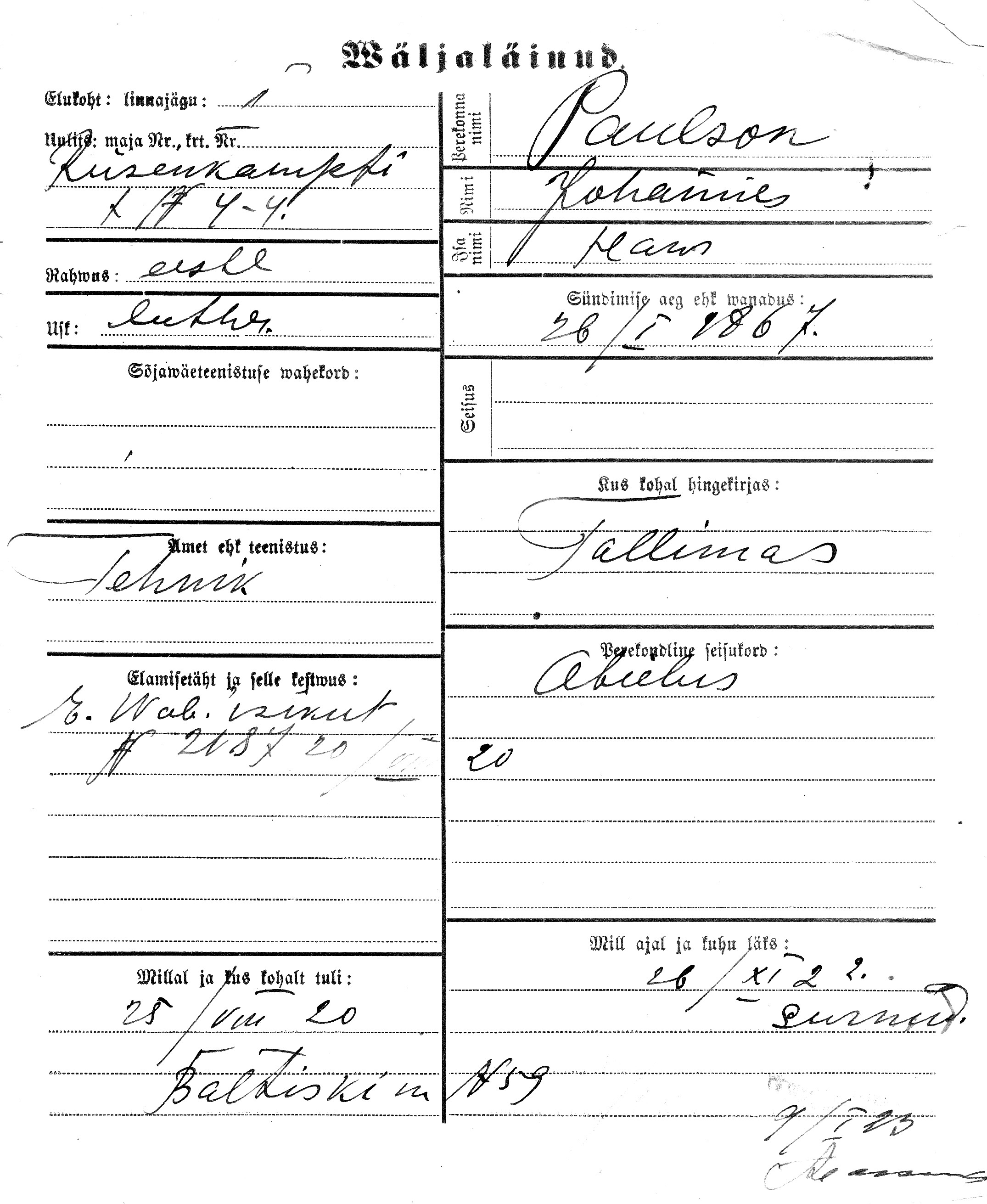 Paulson, Johannes, Hans