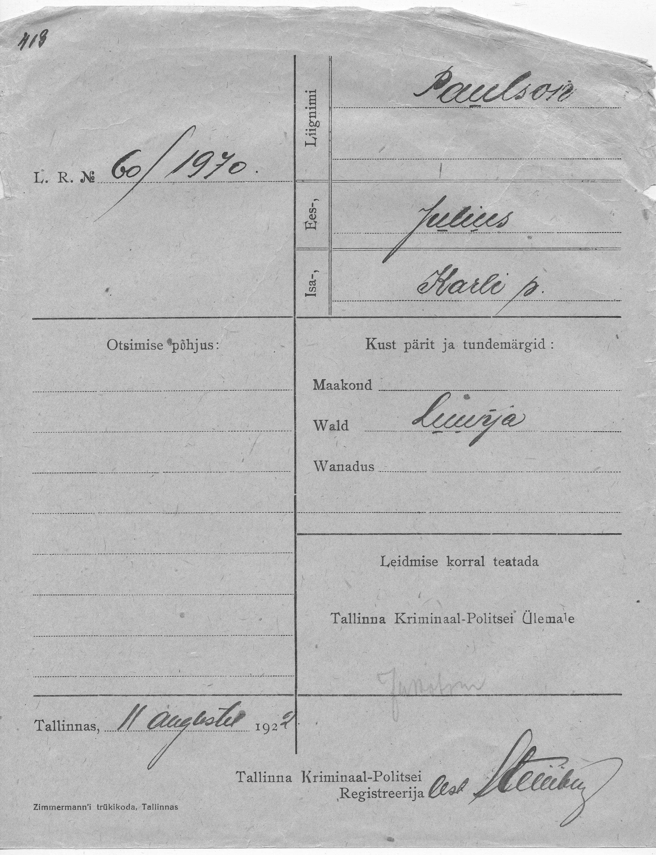 Paulson, Julius, Karl