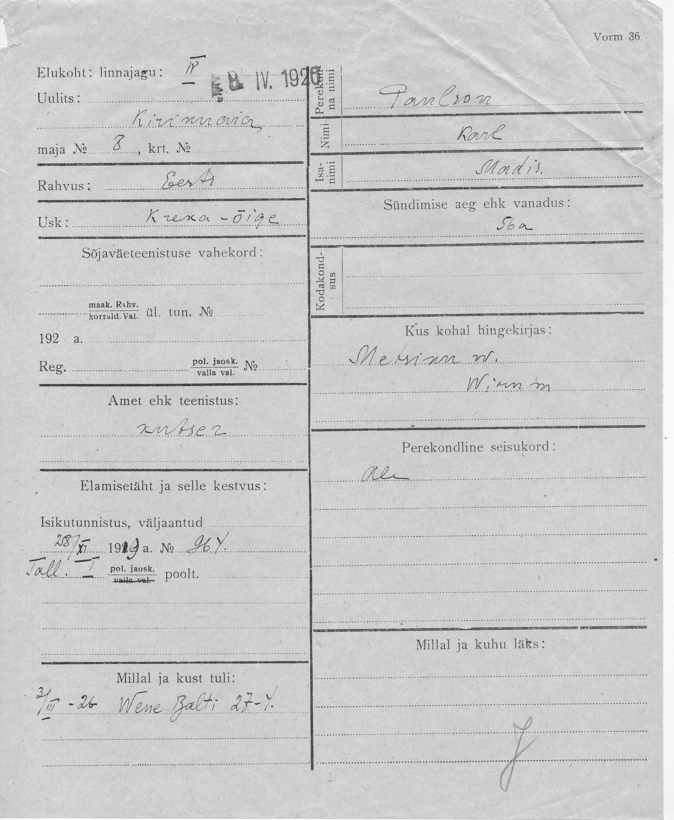 Paulson, Karl, Madis