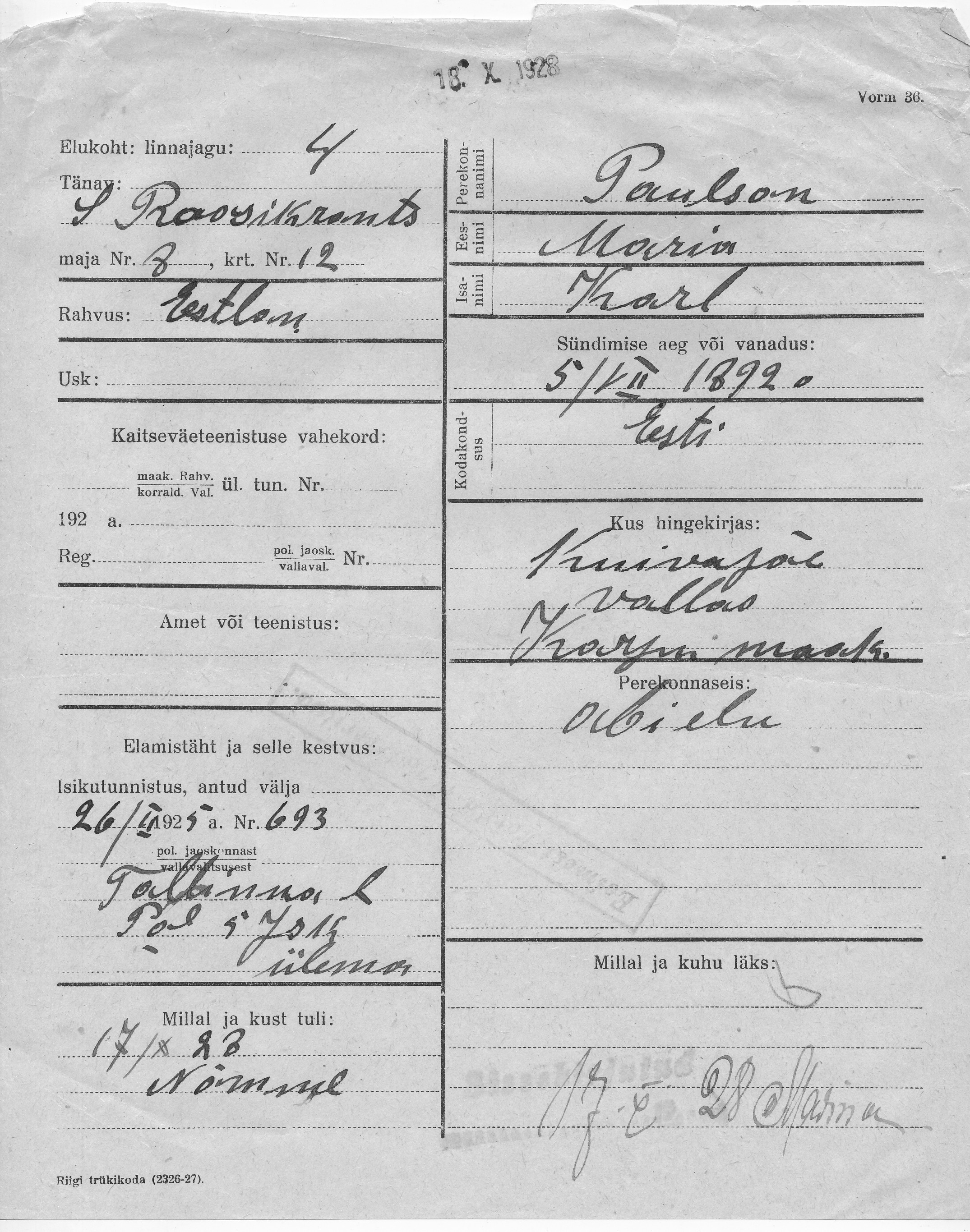 Paulson, Maria, Karl