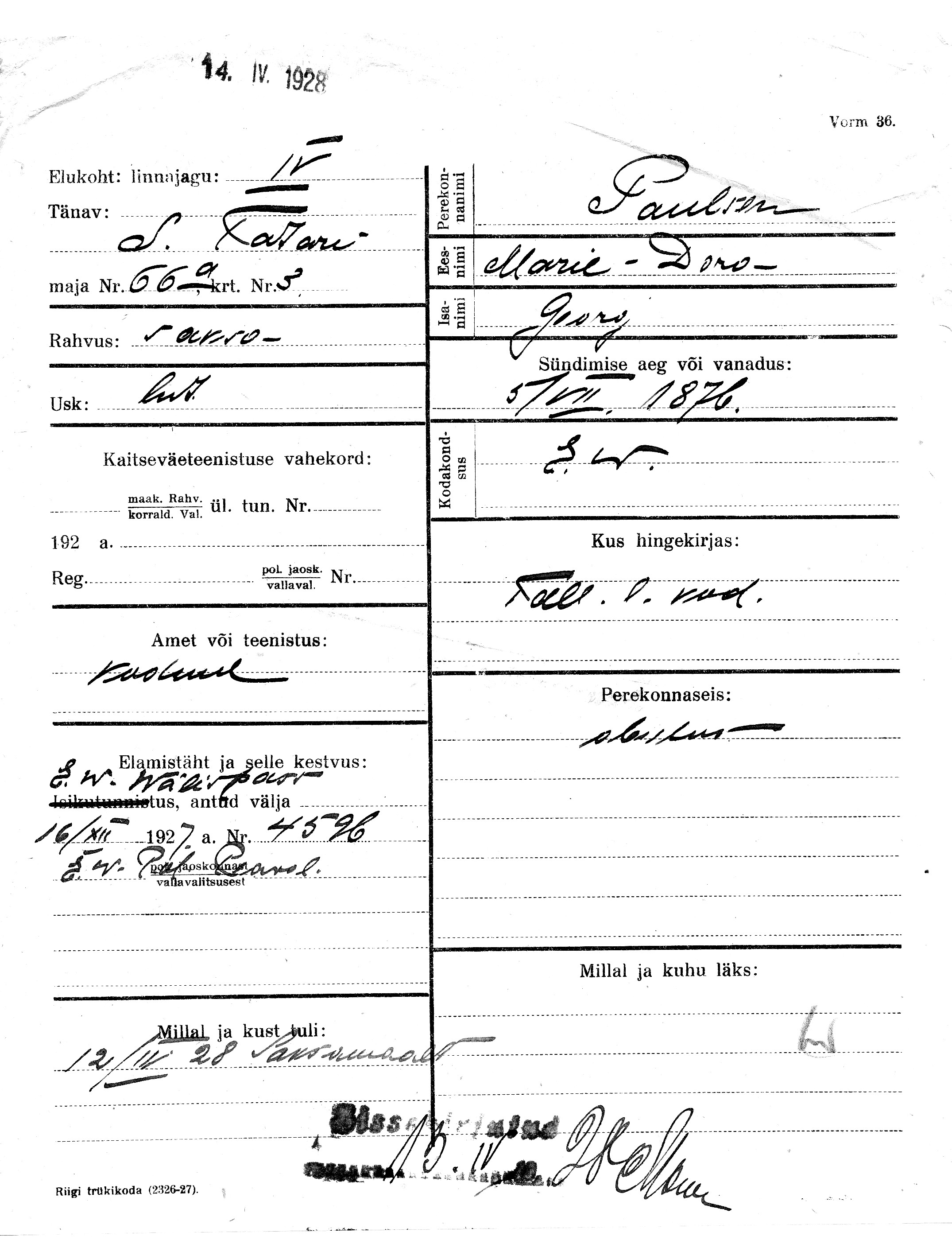 Paulson, Marie-Dora, Georg