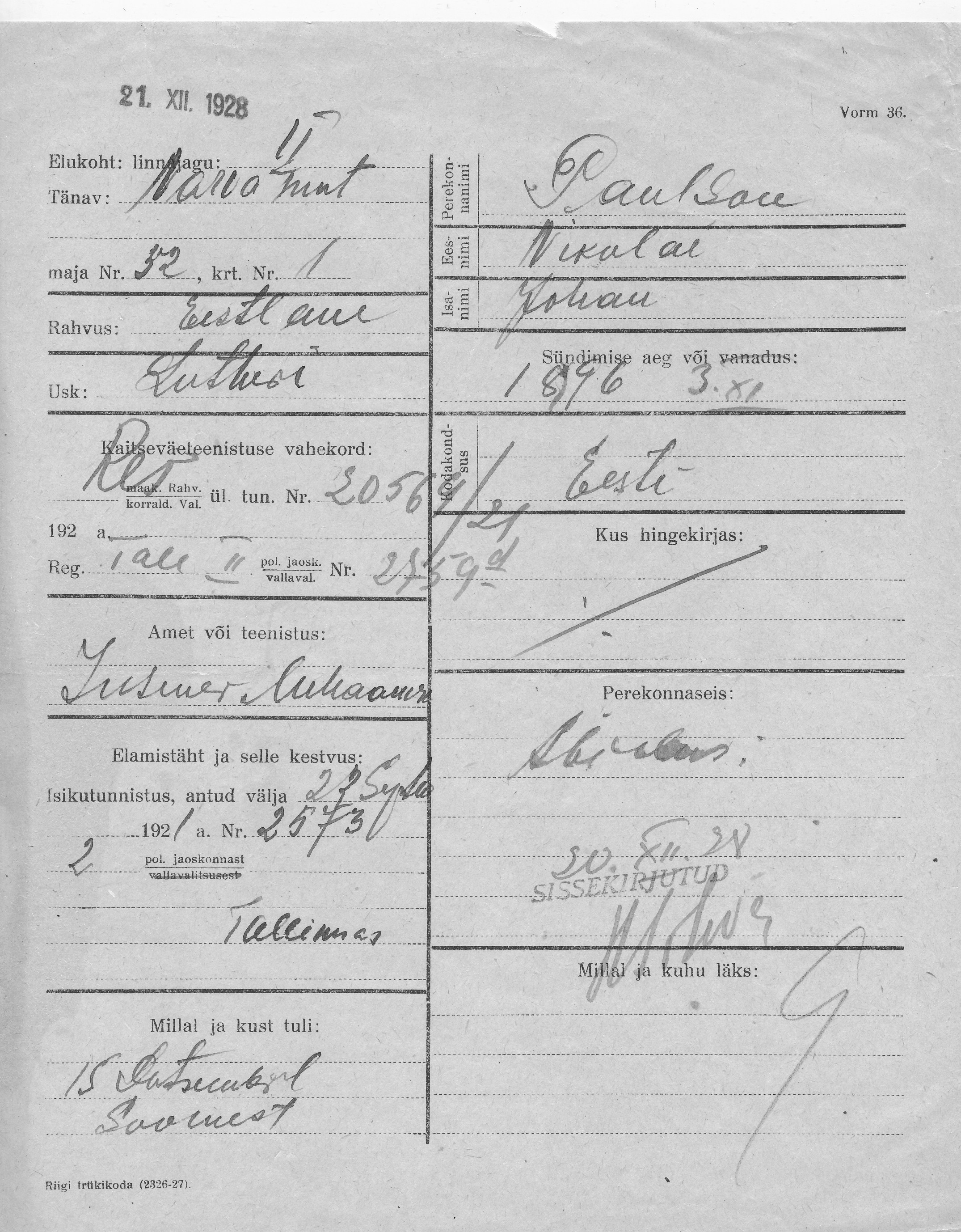 Paulson, Nikolai, Johan