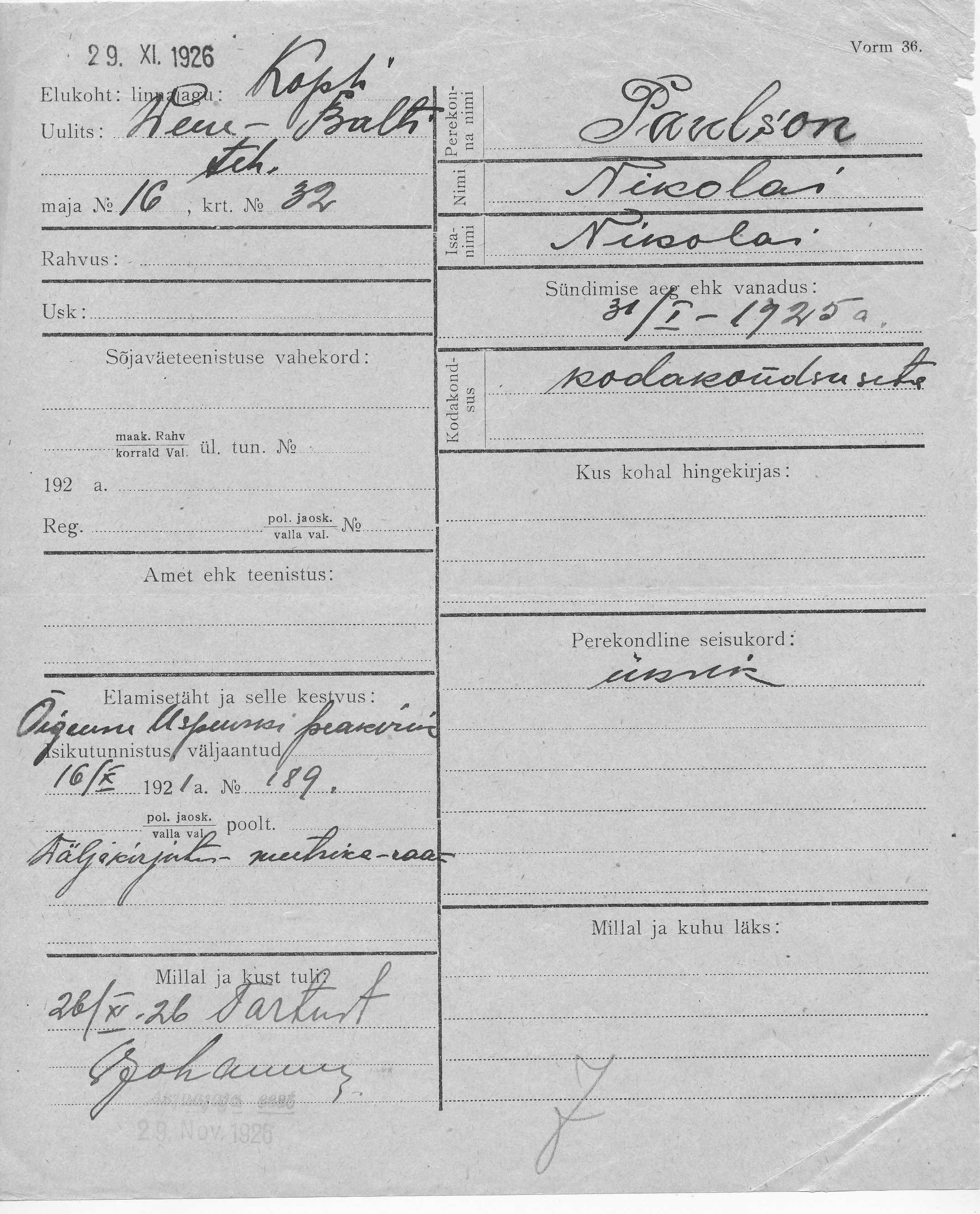 Paulson, Nikolai, Nikolai