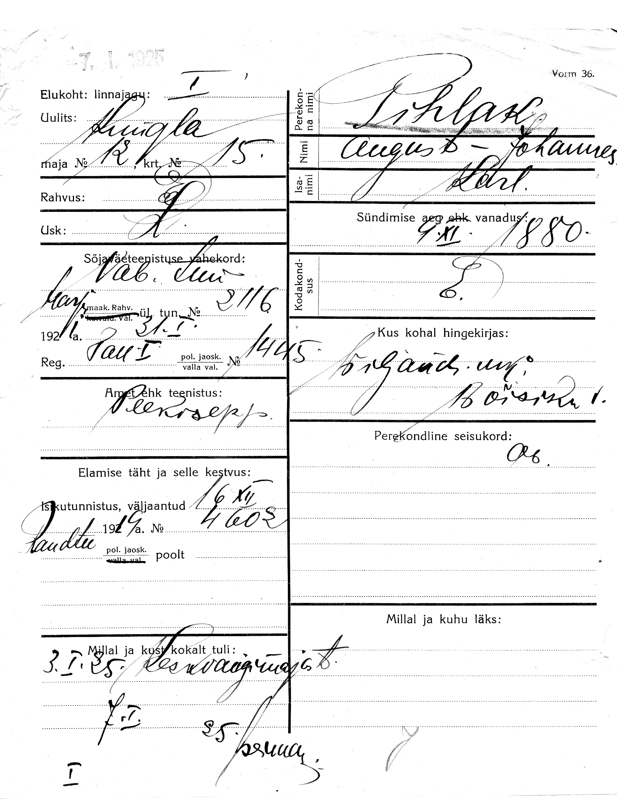 Pihlak, August-Johannes, Karl