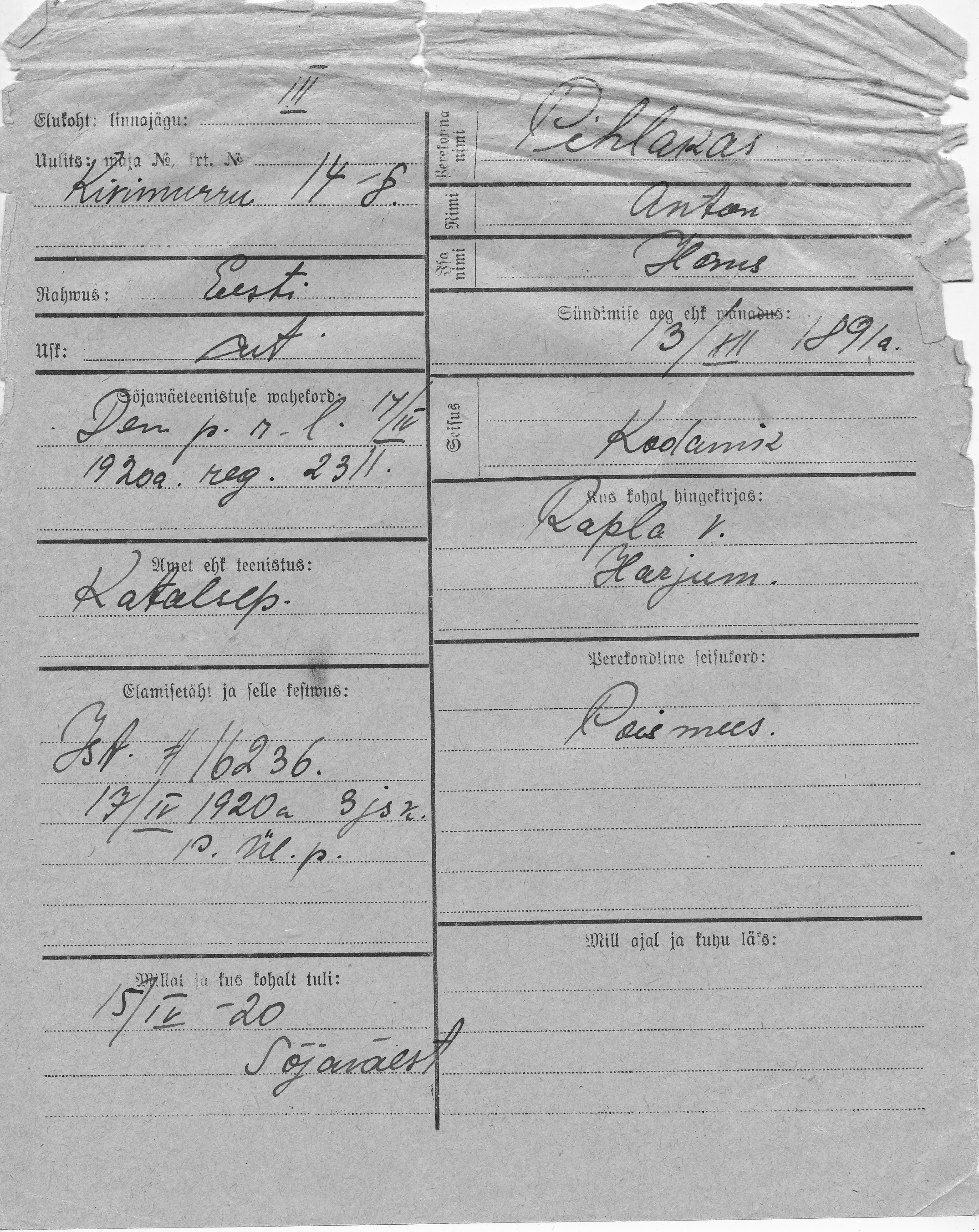 Pihlakas, Anton, Hans