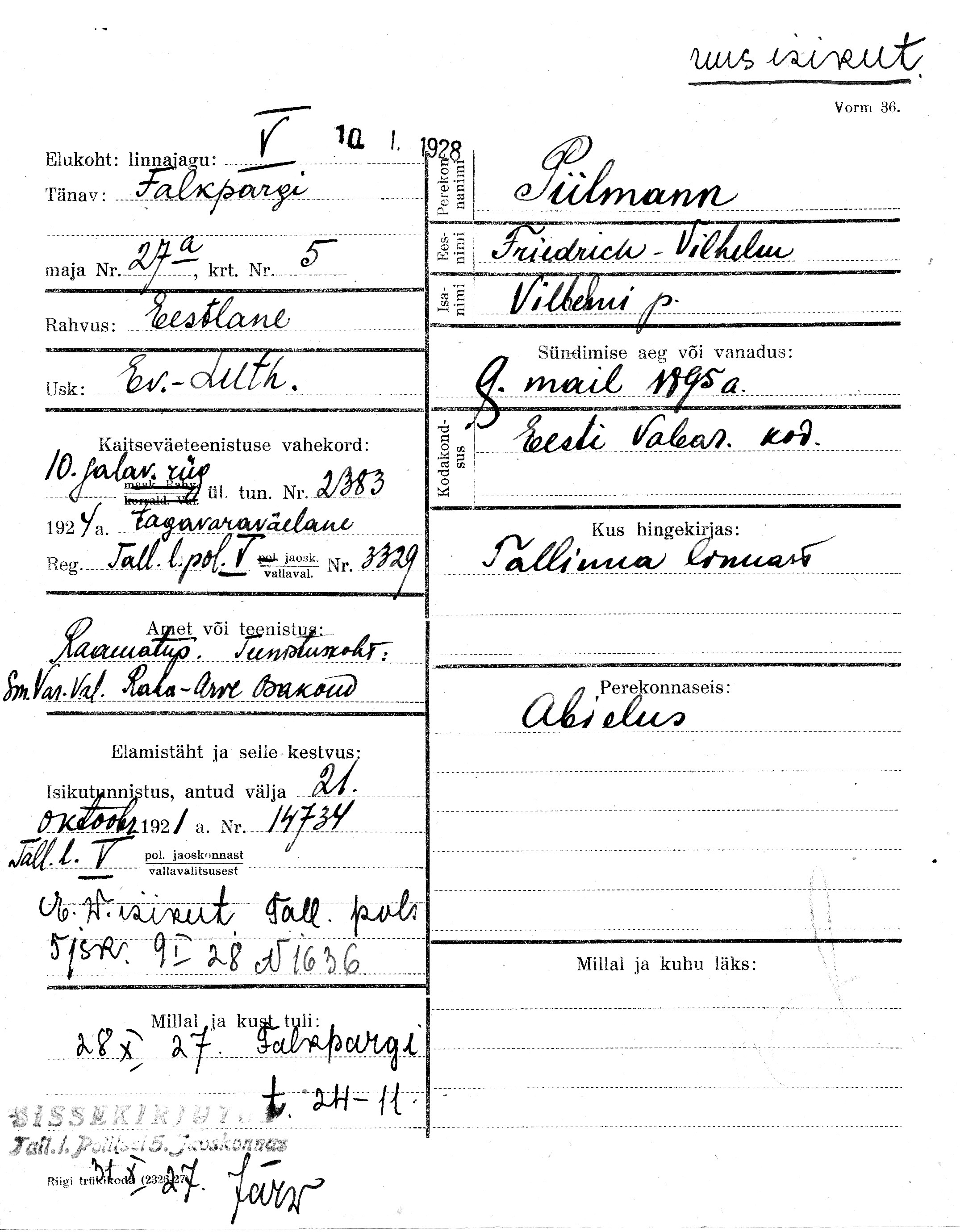 Piilmann, Friedrich-Vilhelm, Vilhelm