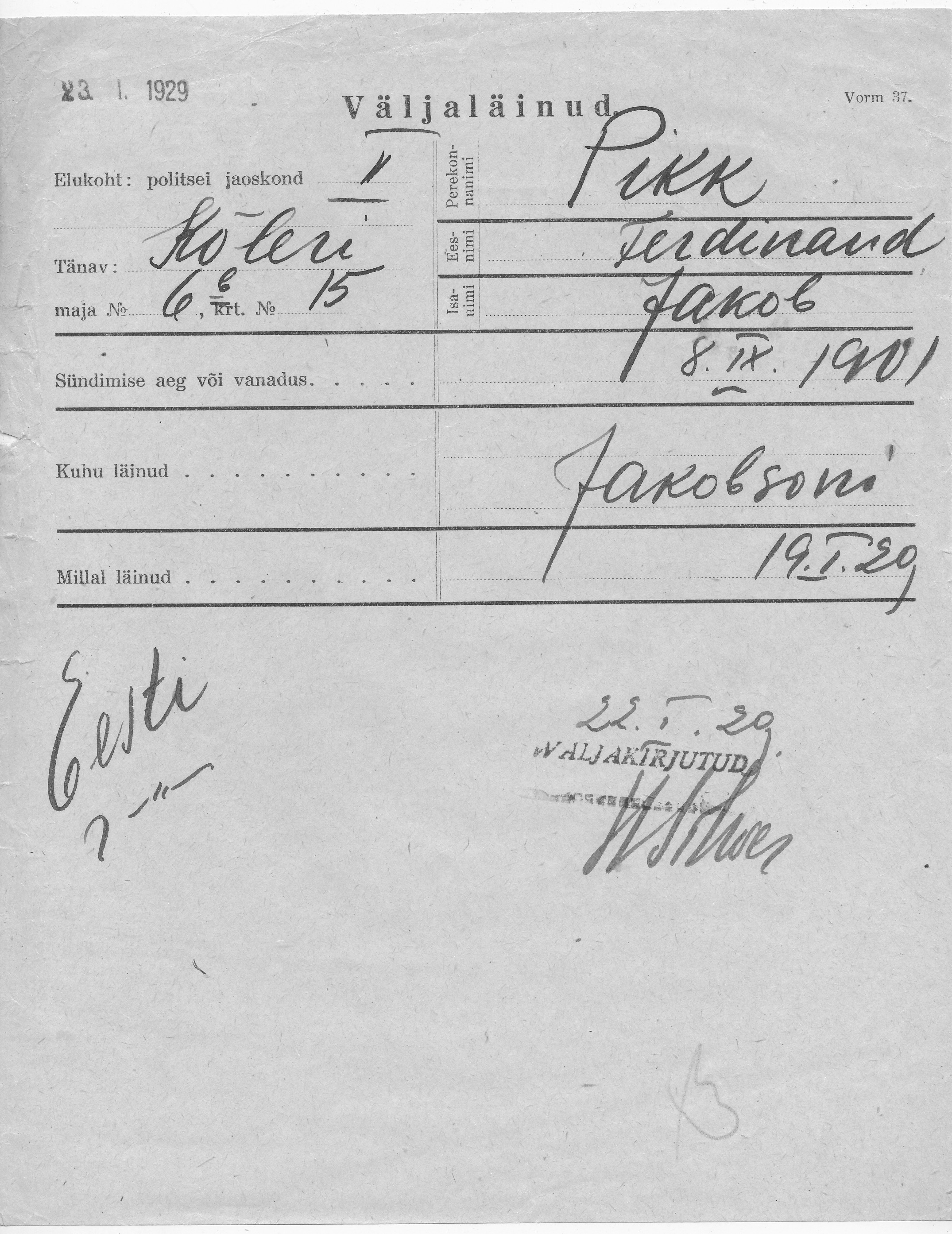 Pikk, Ferdinand, Jakob