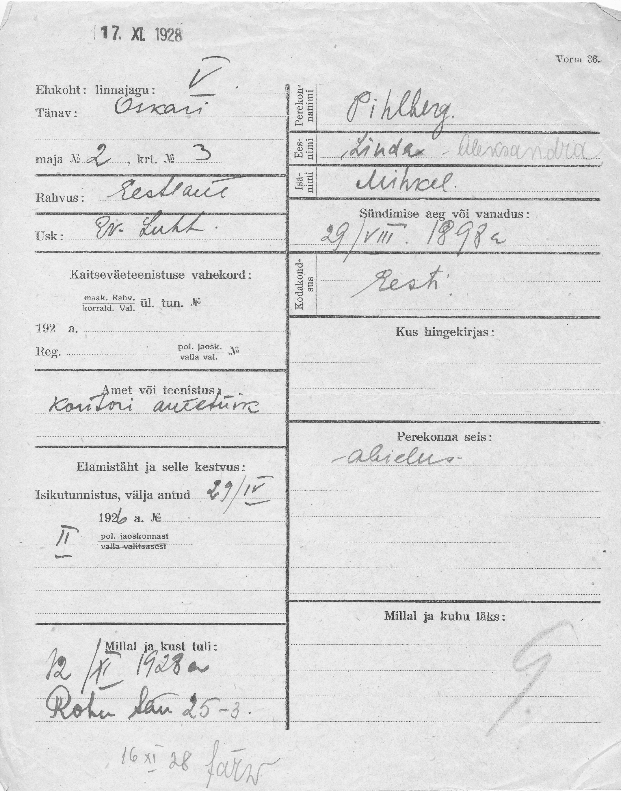 Pihlberg, Linda-Aleksandra, Mihkel