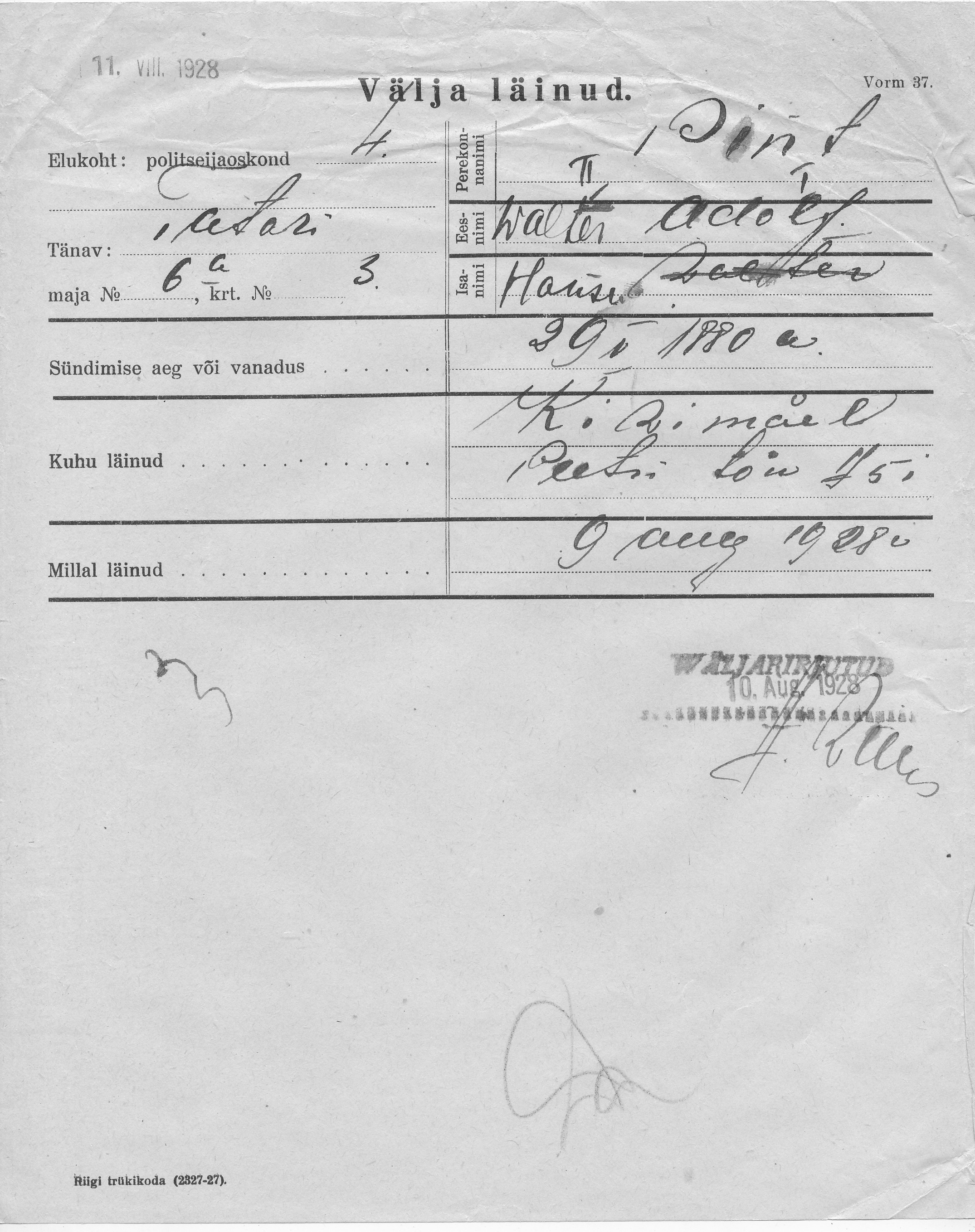 Pint, Adolf Walter, Hans