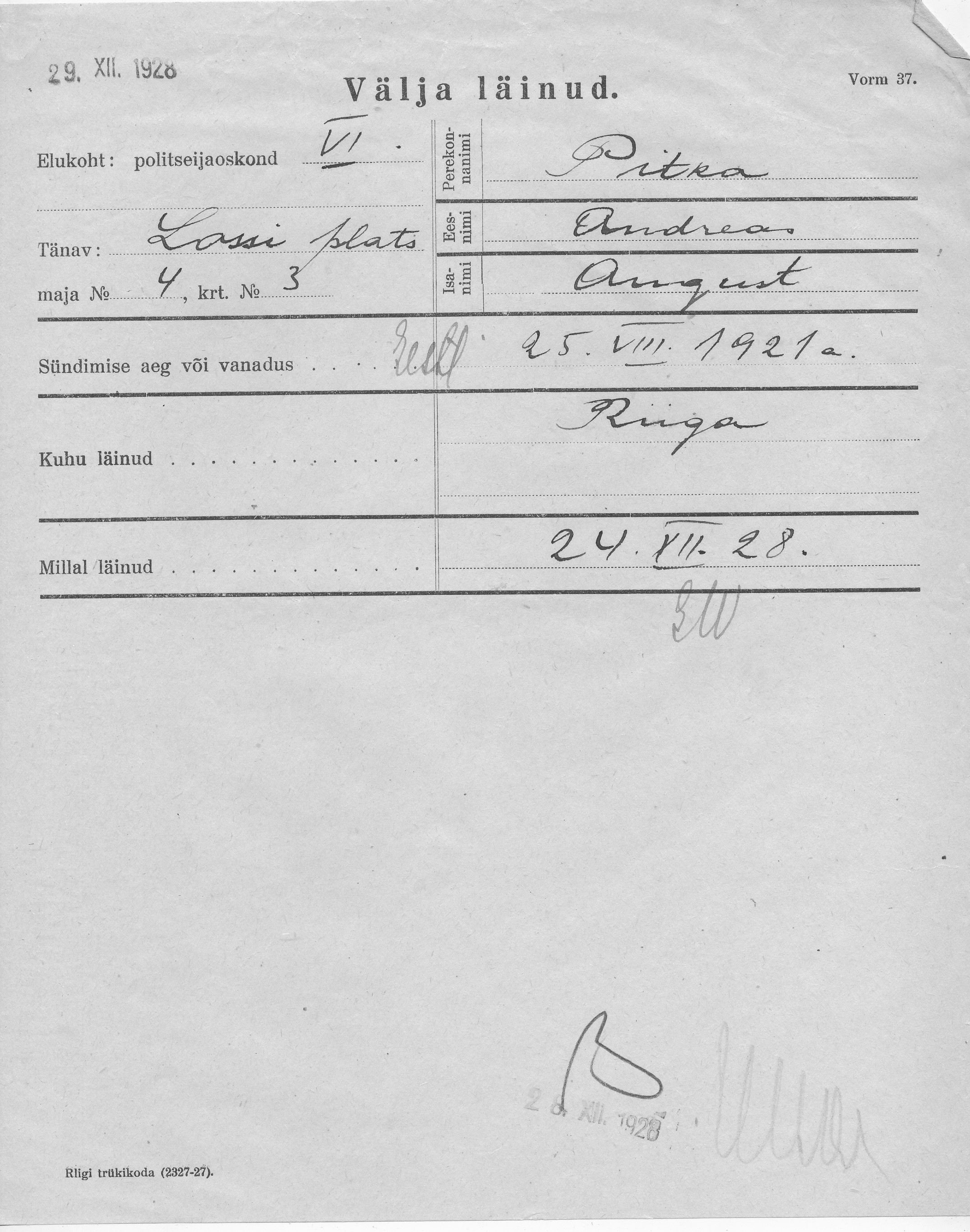 Pitka, Andreas, August