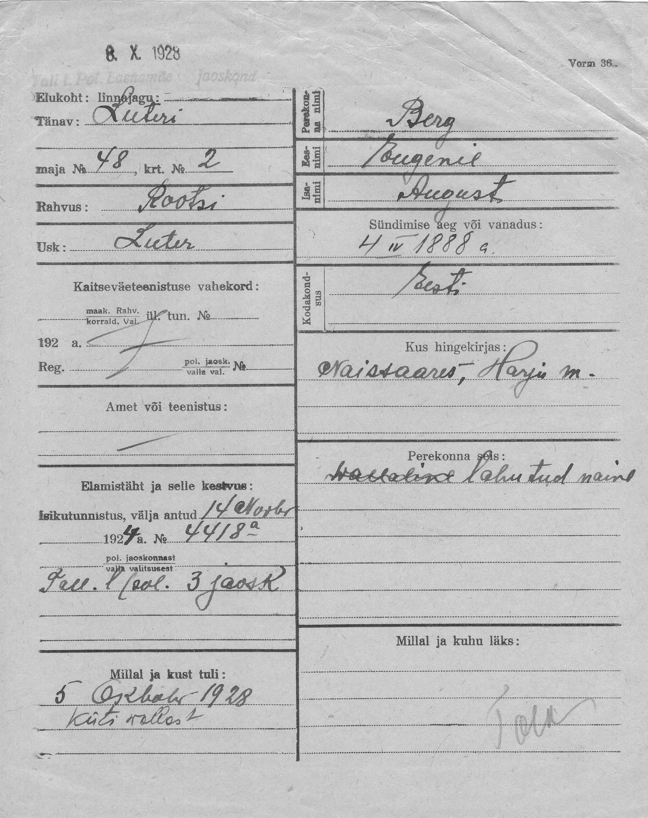 Berg, Eugenie, August