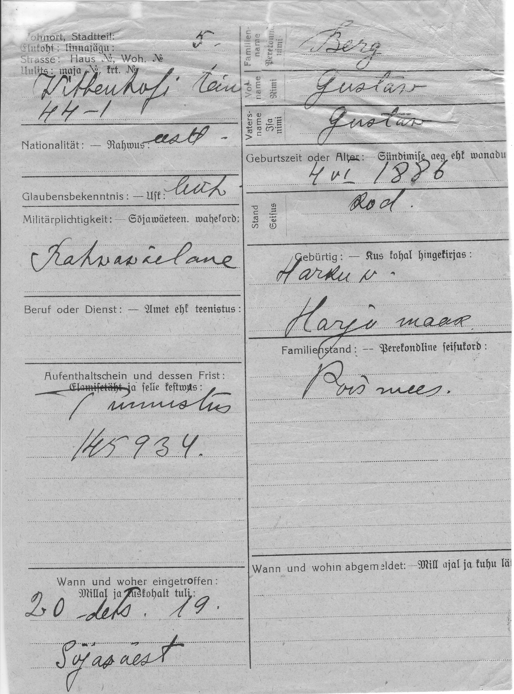 Berg, Gustaw, Gustaw