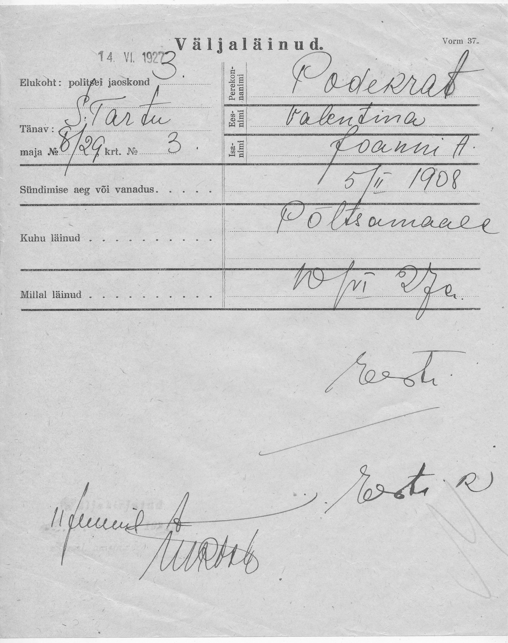 Podekrat, Valentina, Joann