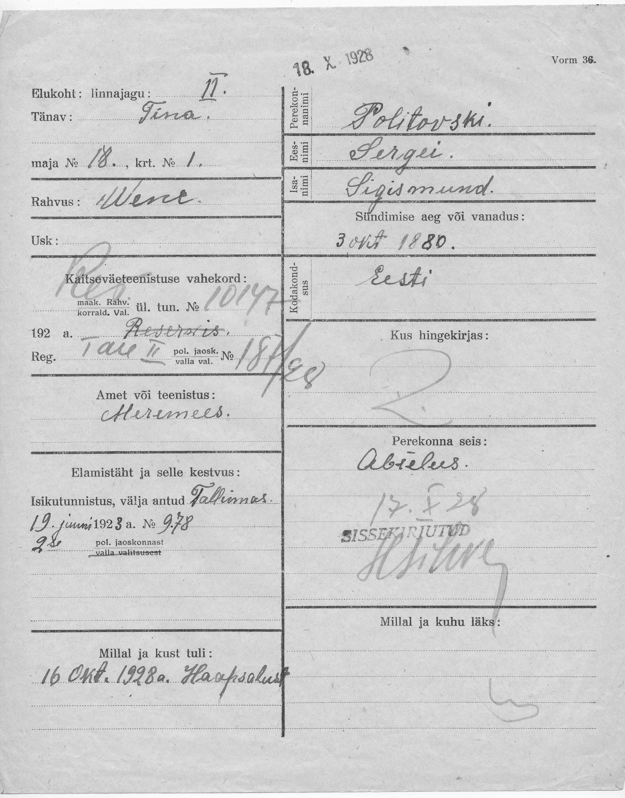 Politowski, Sergei, Sigismund