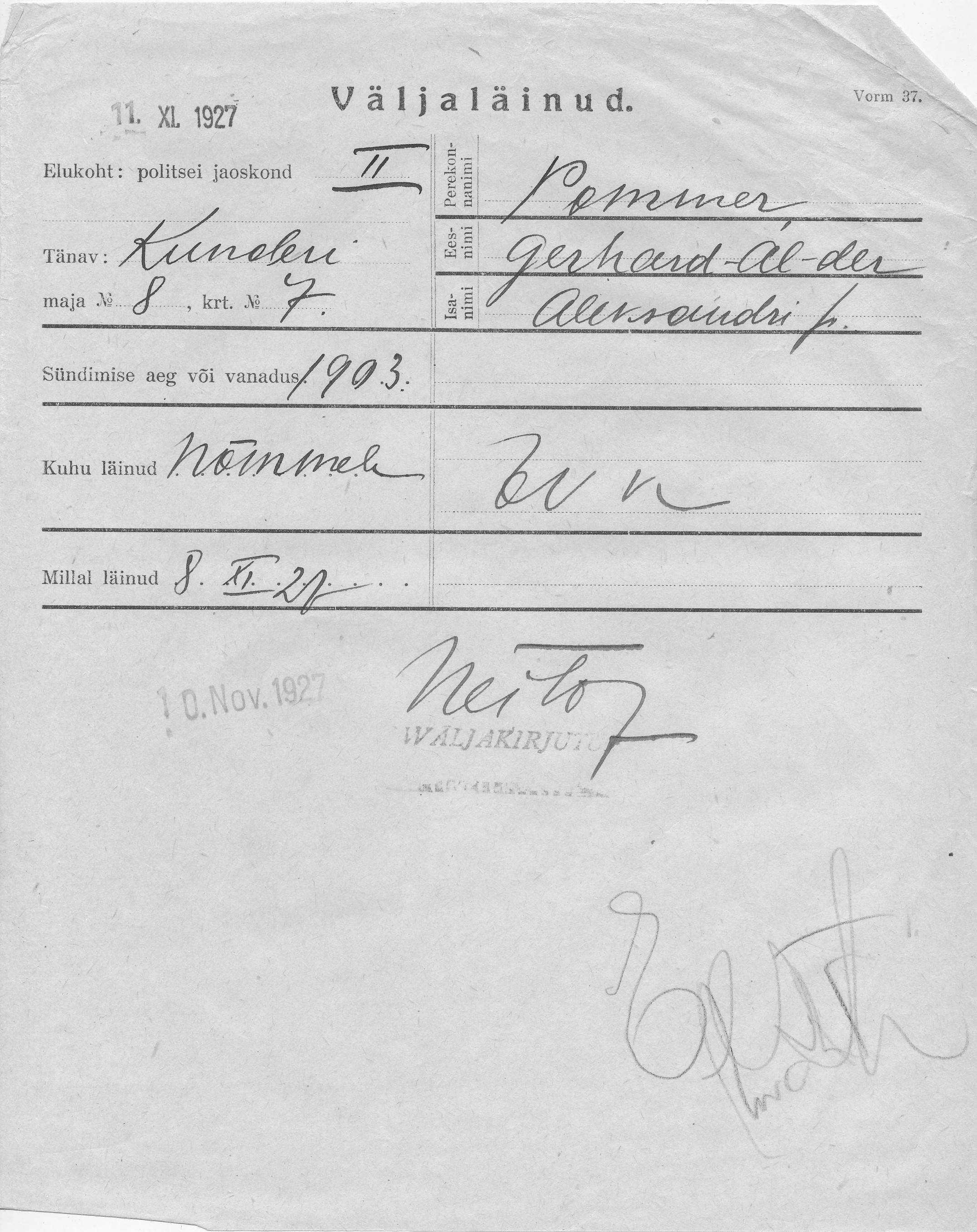 Pommer, Gerhard-Aleksander, Aleksander