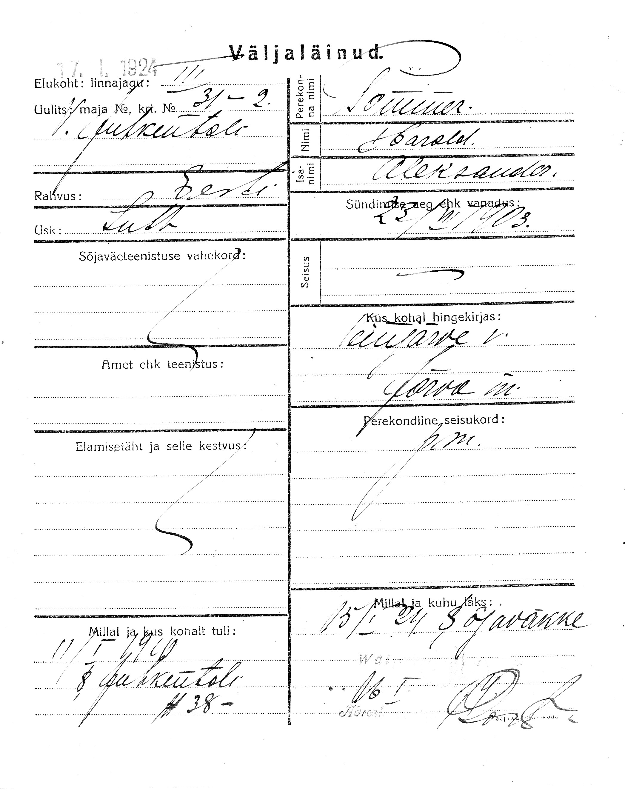 Pommer, Harold, Aleksander