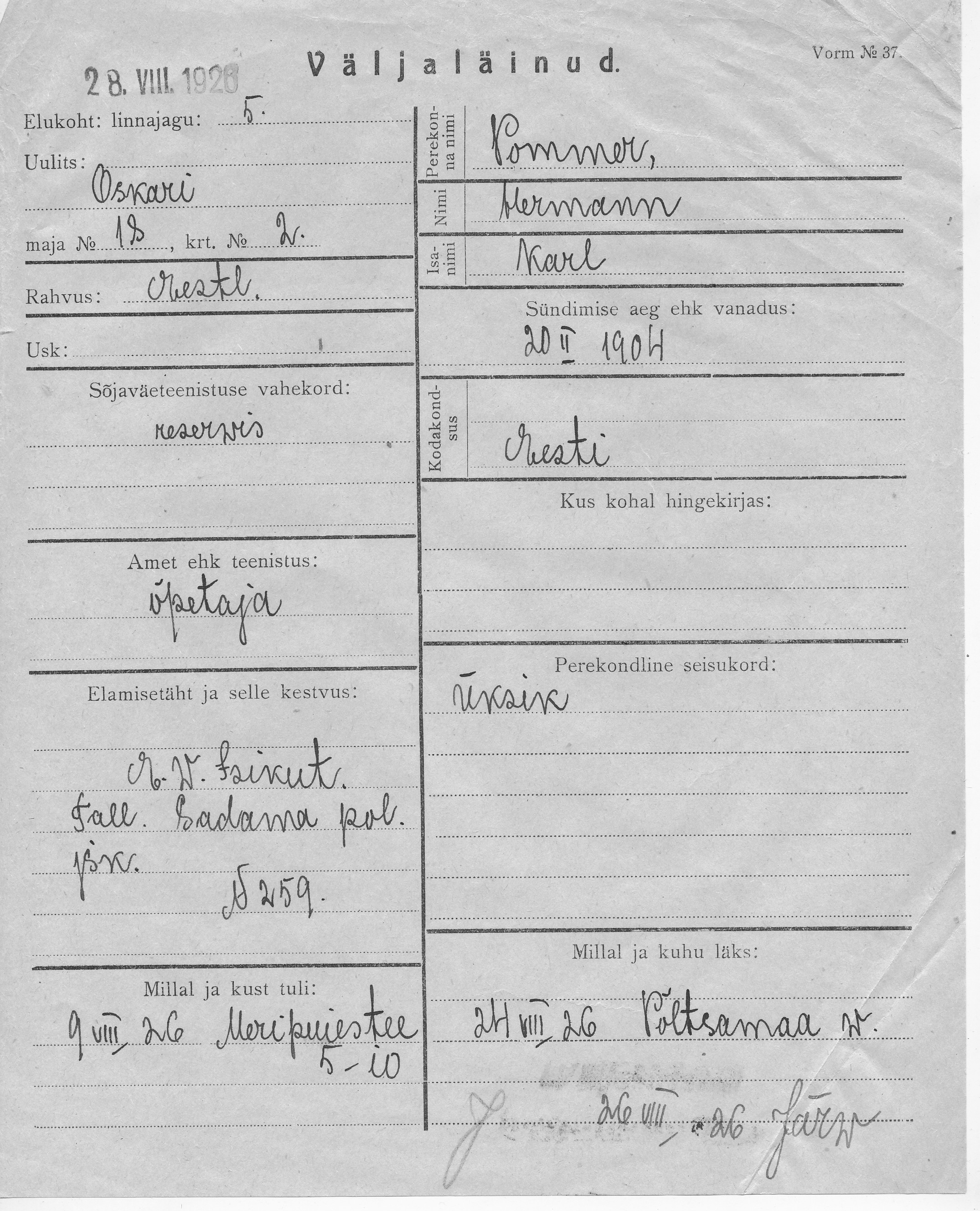 Pommer, Hermann, Karl