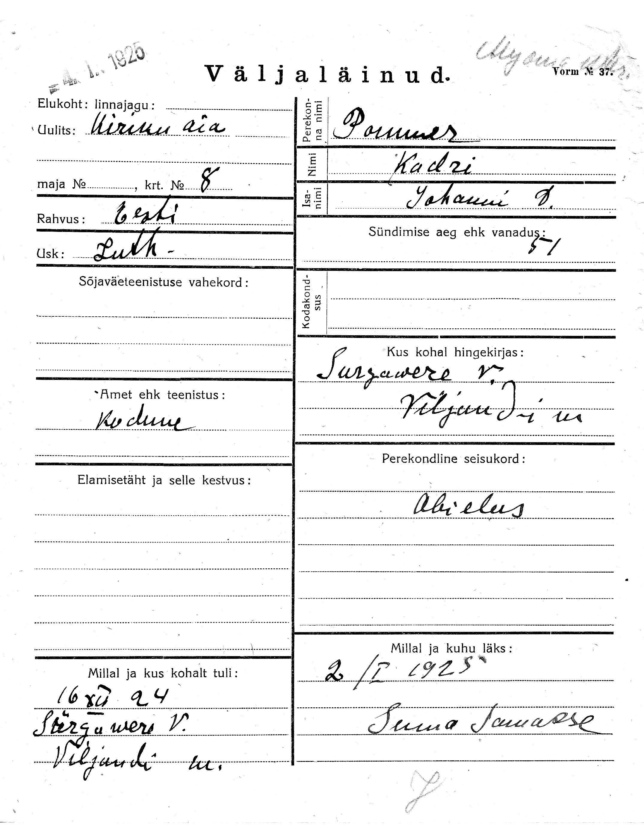 Pommer, Kadri, Johann