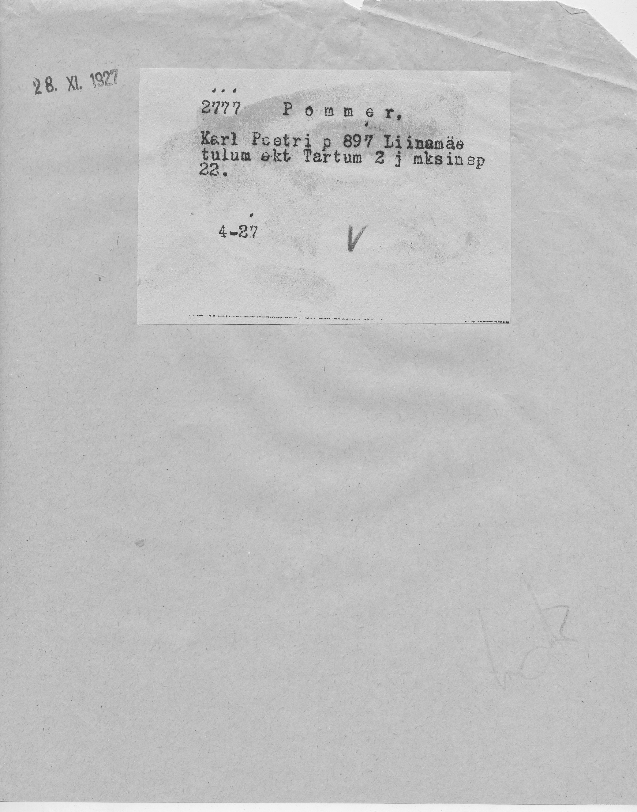 Pommer, Karl, Peeter