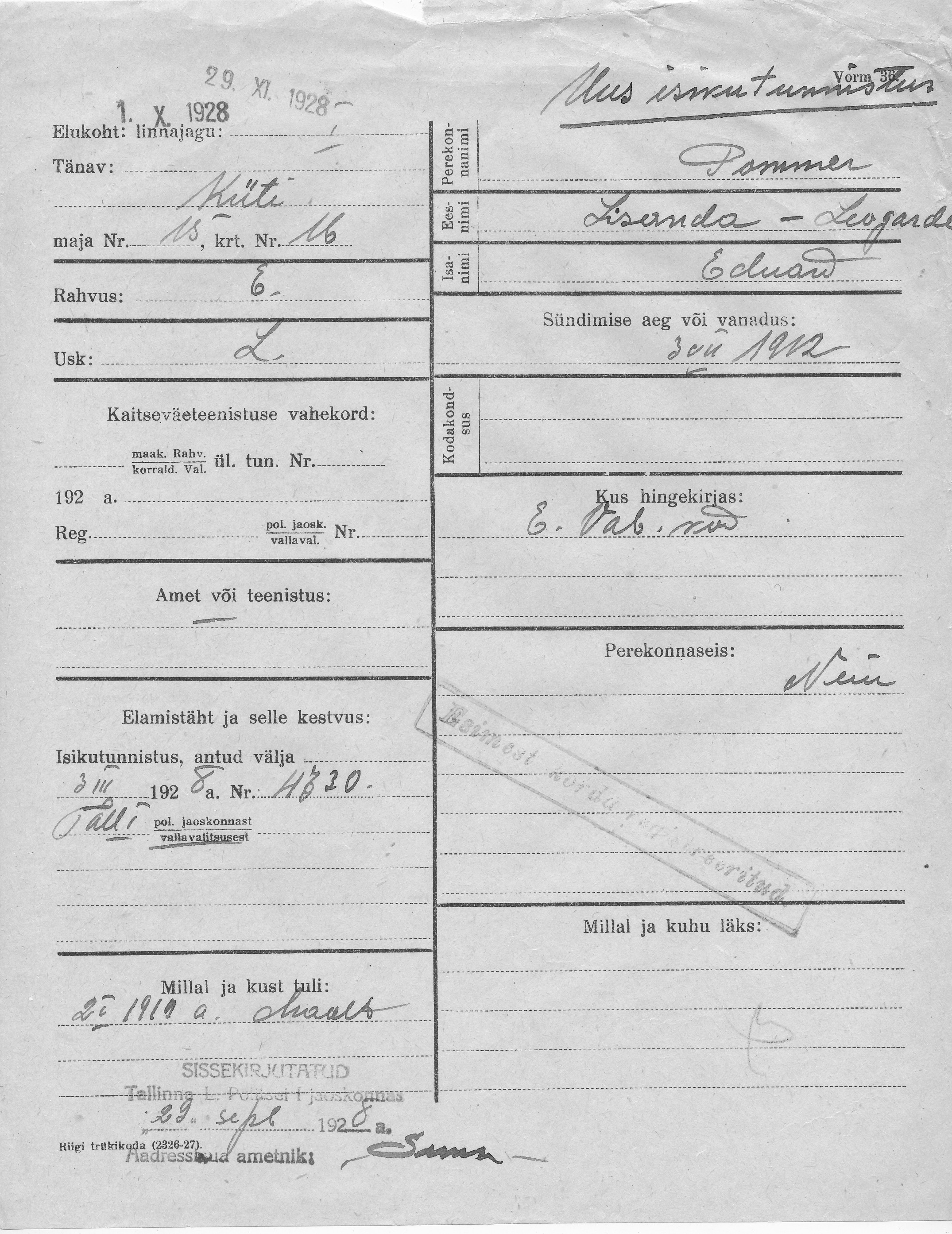 Pommer, Lisanda-Leogarde, Eduard