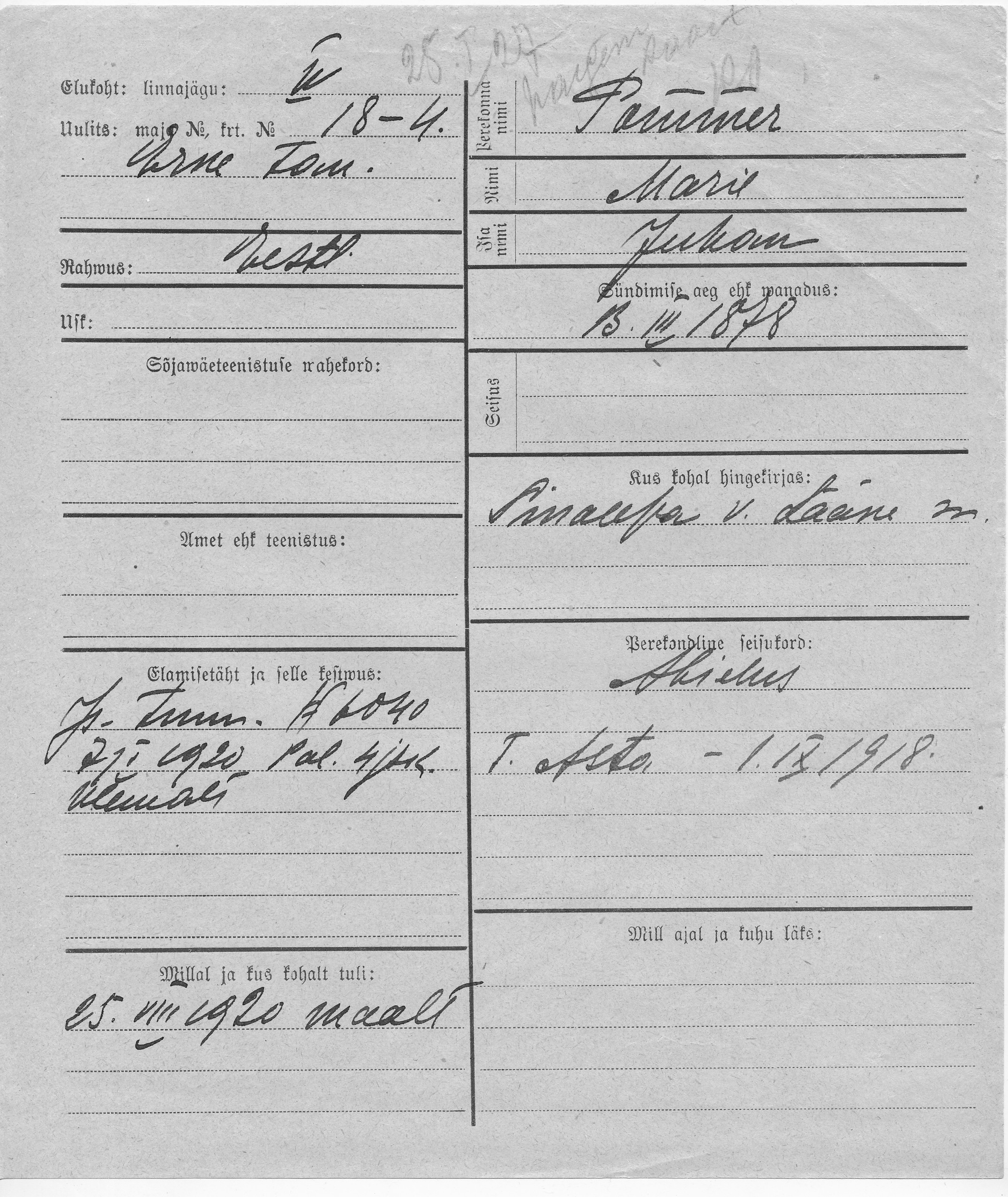 Pommer, Marie, Juhan