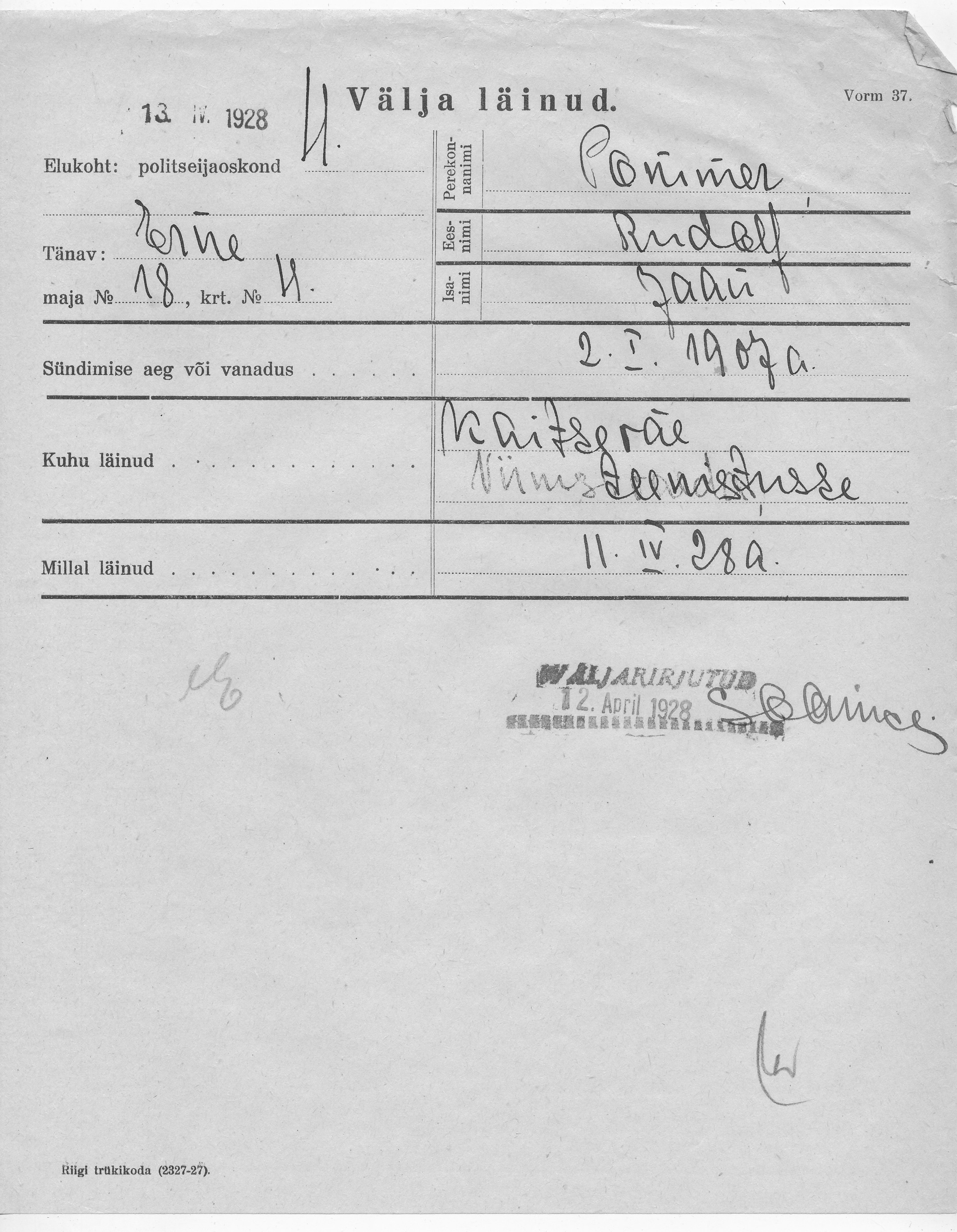 Pommer, Rudolf, Jaan