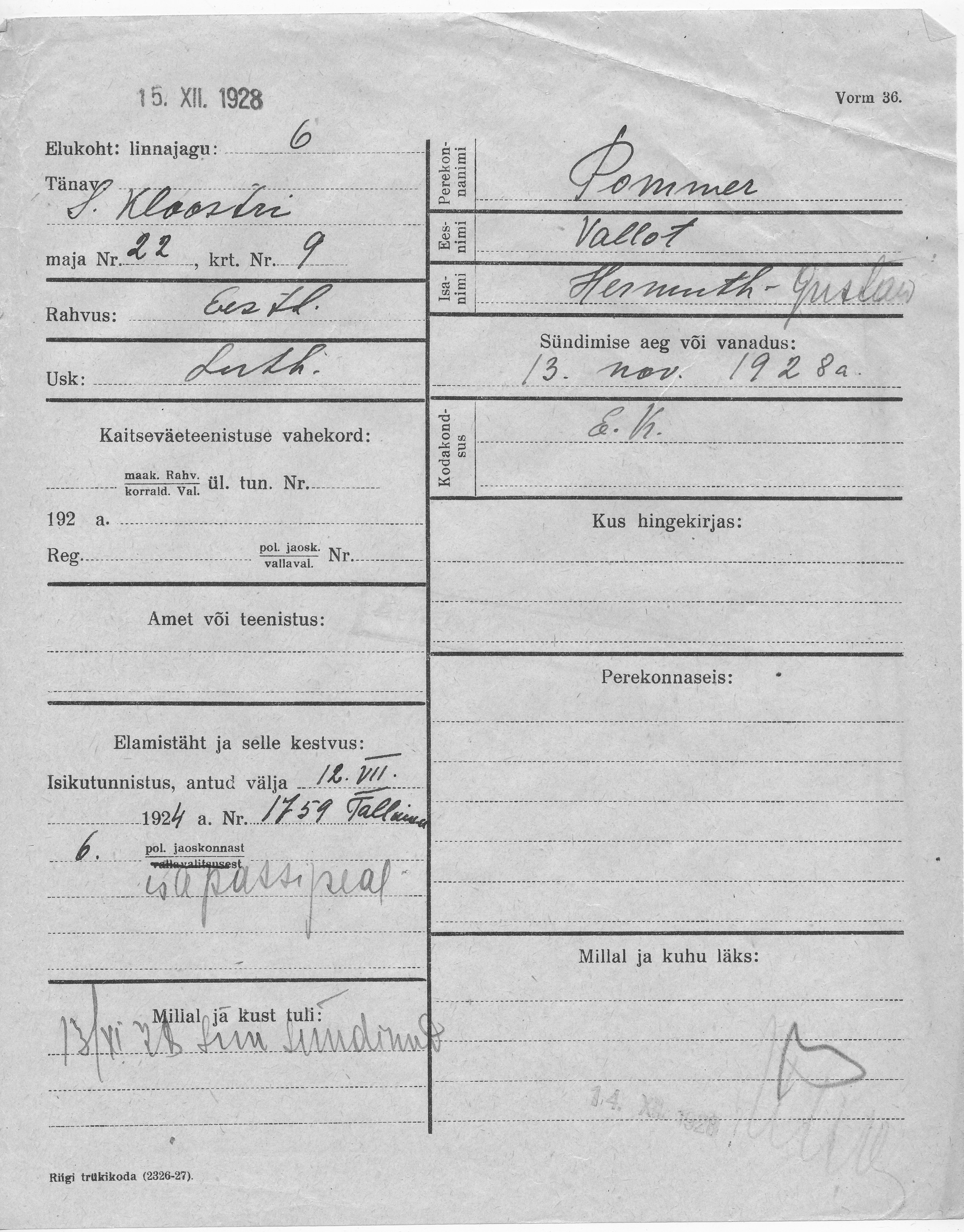 Pommer, Vallot, Hermuth-Gustaw