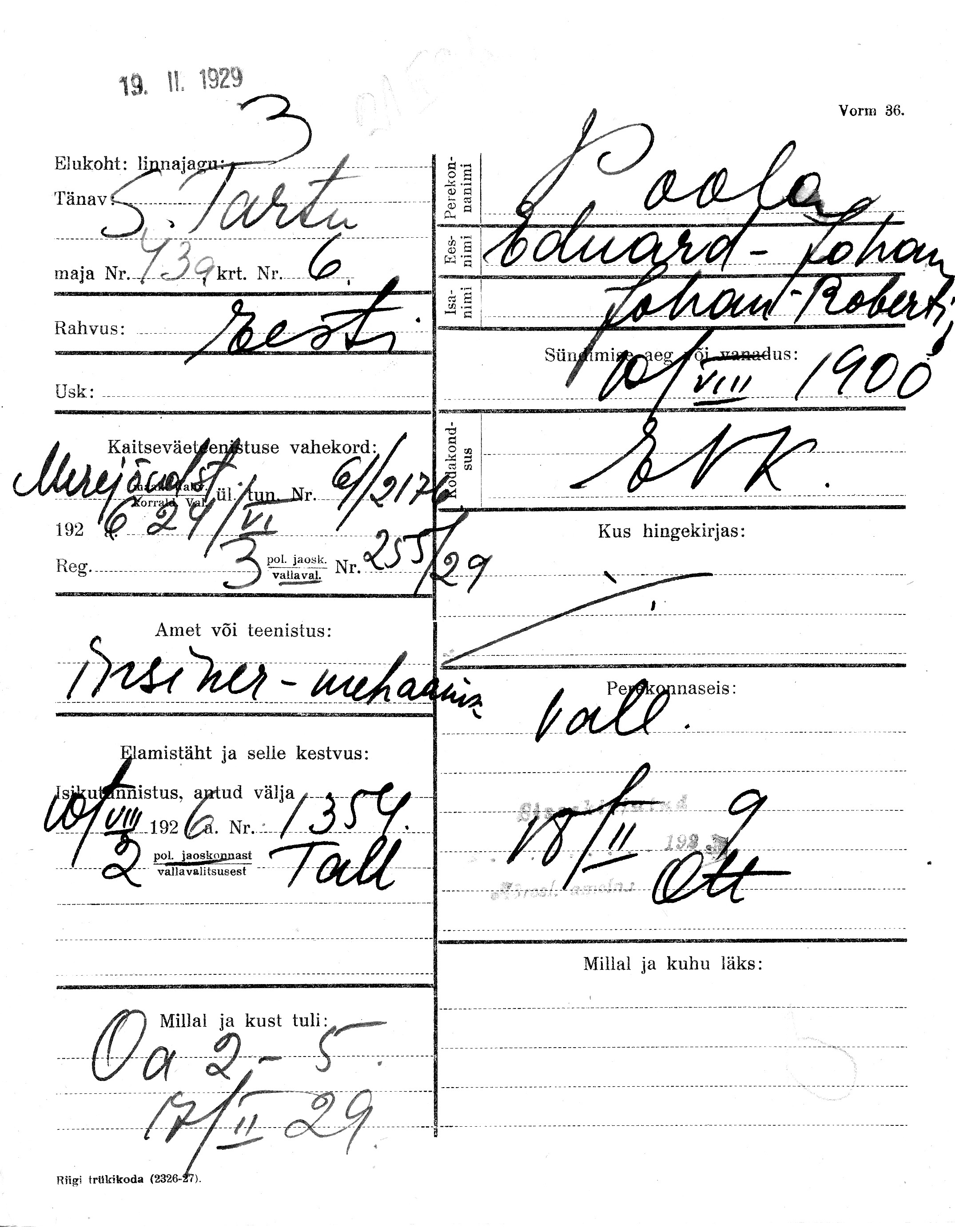 Poola, Eduard-Johan, Johan-Robert